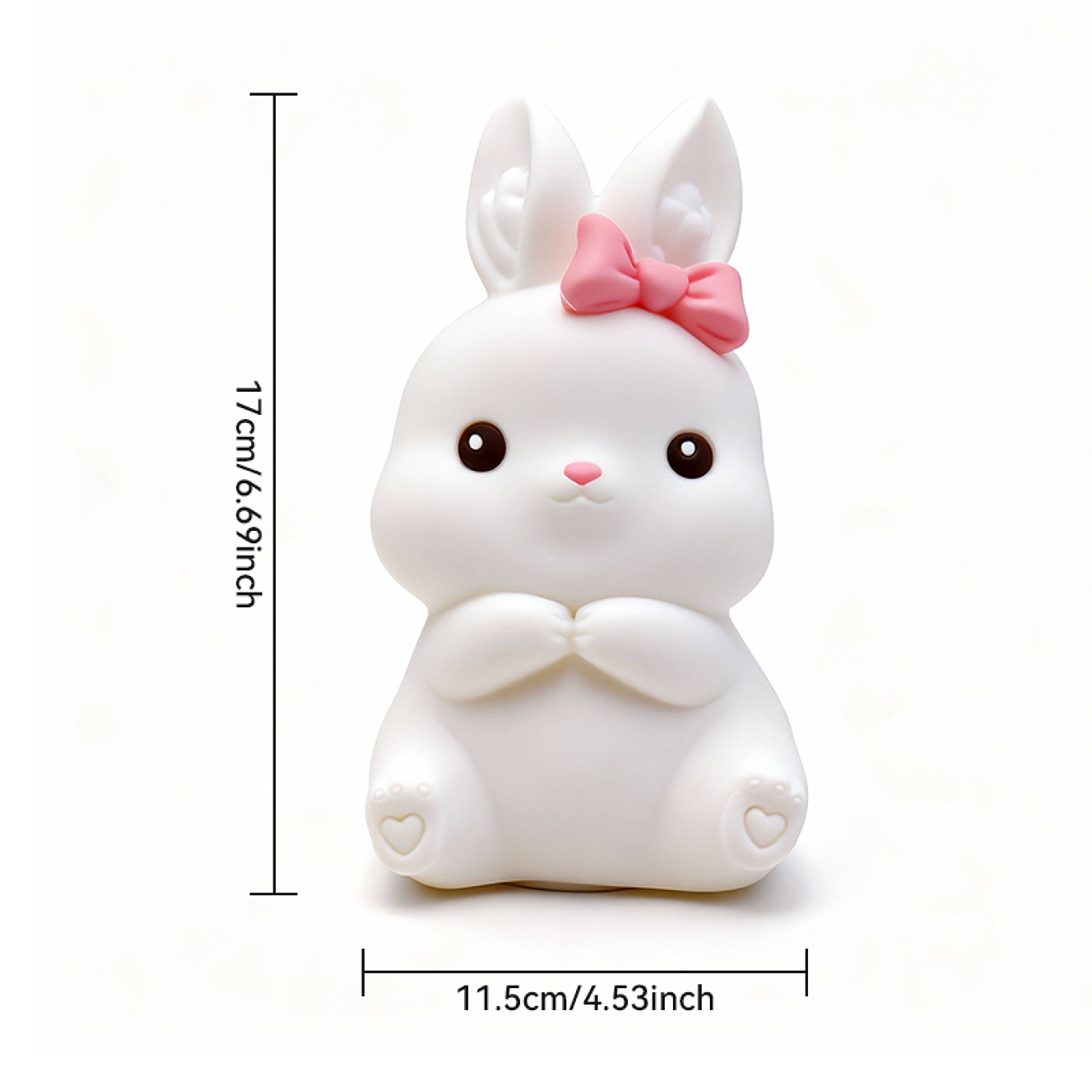 Cute Rabbit Night Light Touch Control Bedside Lamp With Timer Portable Battery Powered 3