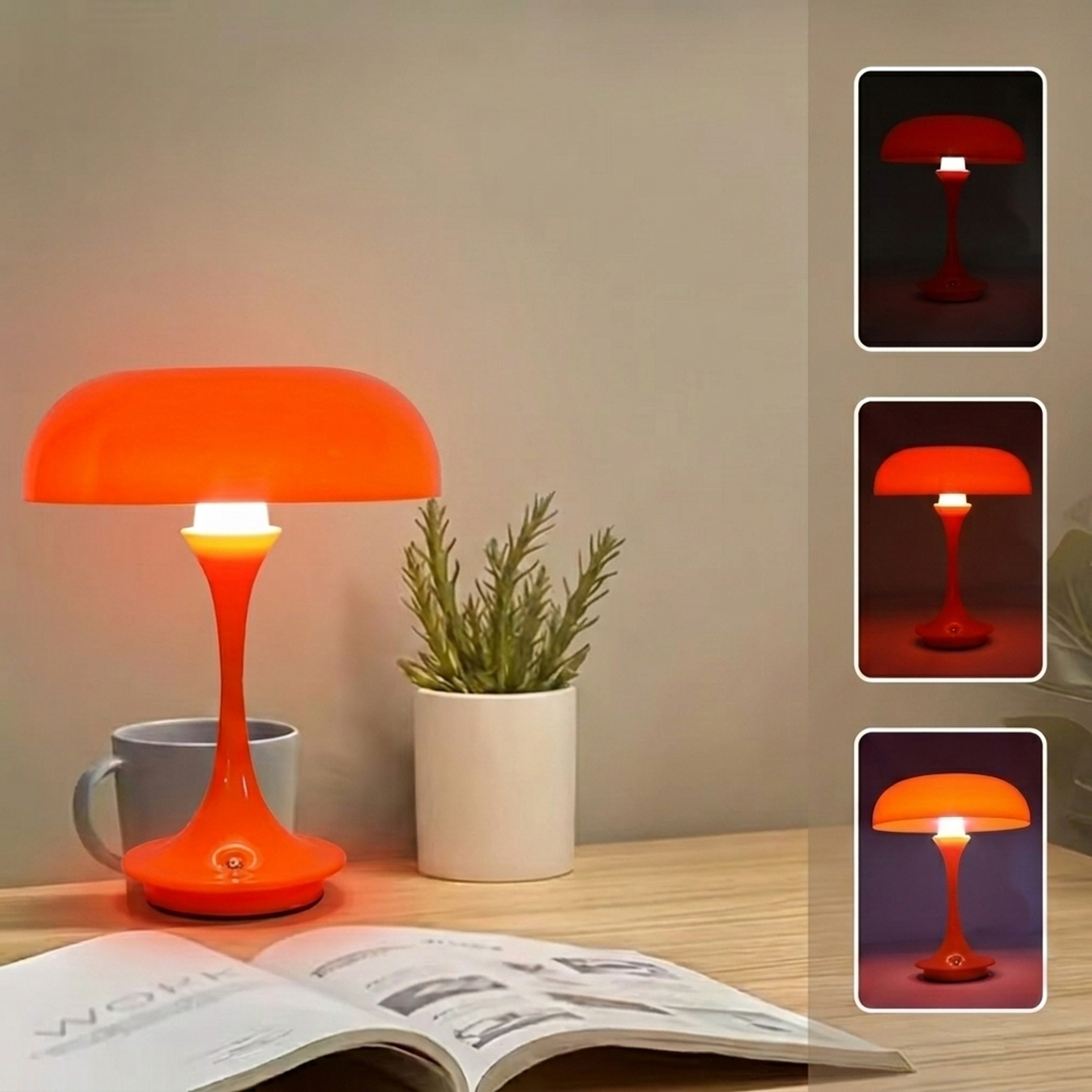 Modern Mushroom Table Lamp Touch Control LED Night Light With 3 Color Dimmable Bedside Lamp 7