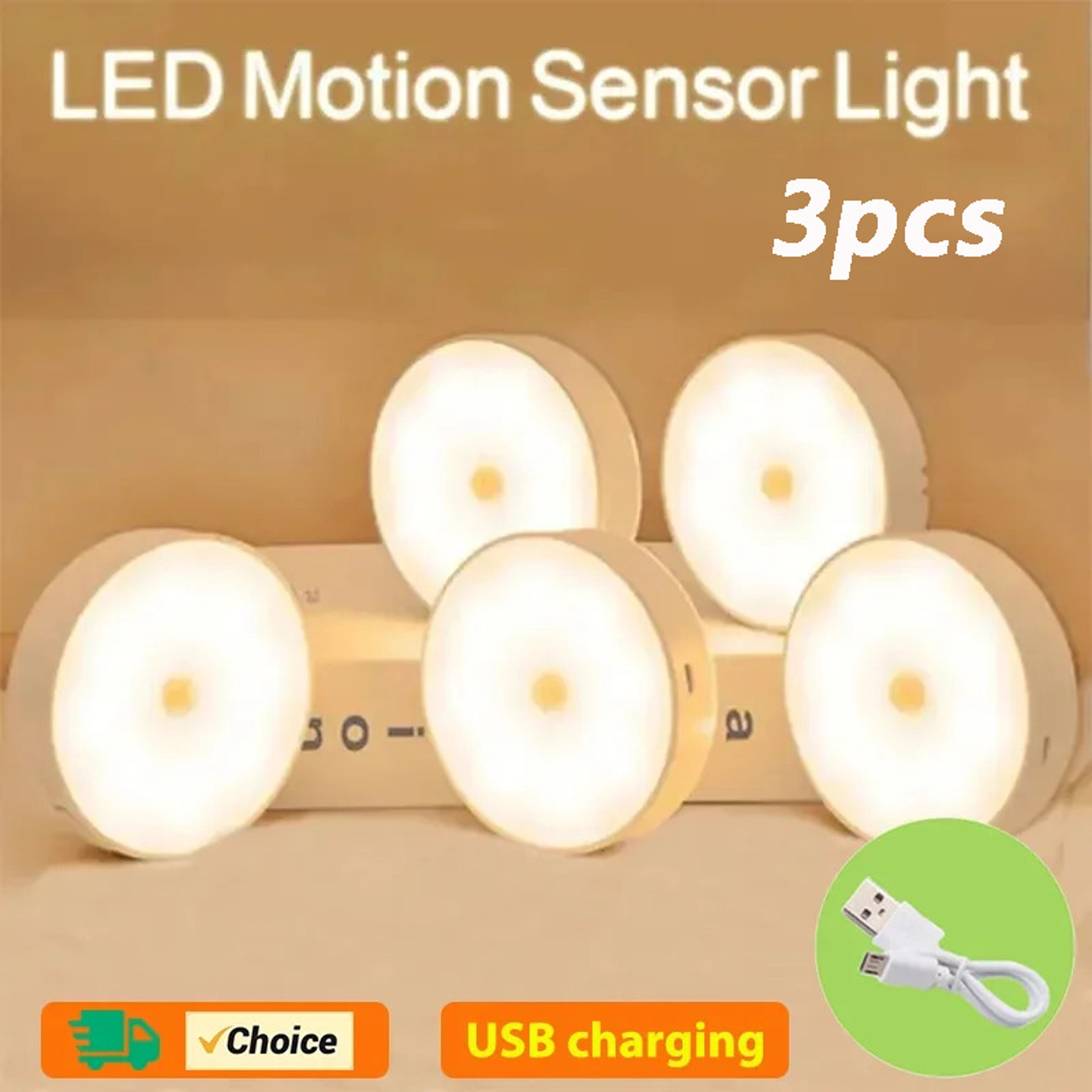 Motion Sensor Night Light USB Rechargeable Wireless Closet Light LED Cabinet Lamp Set 4