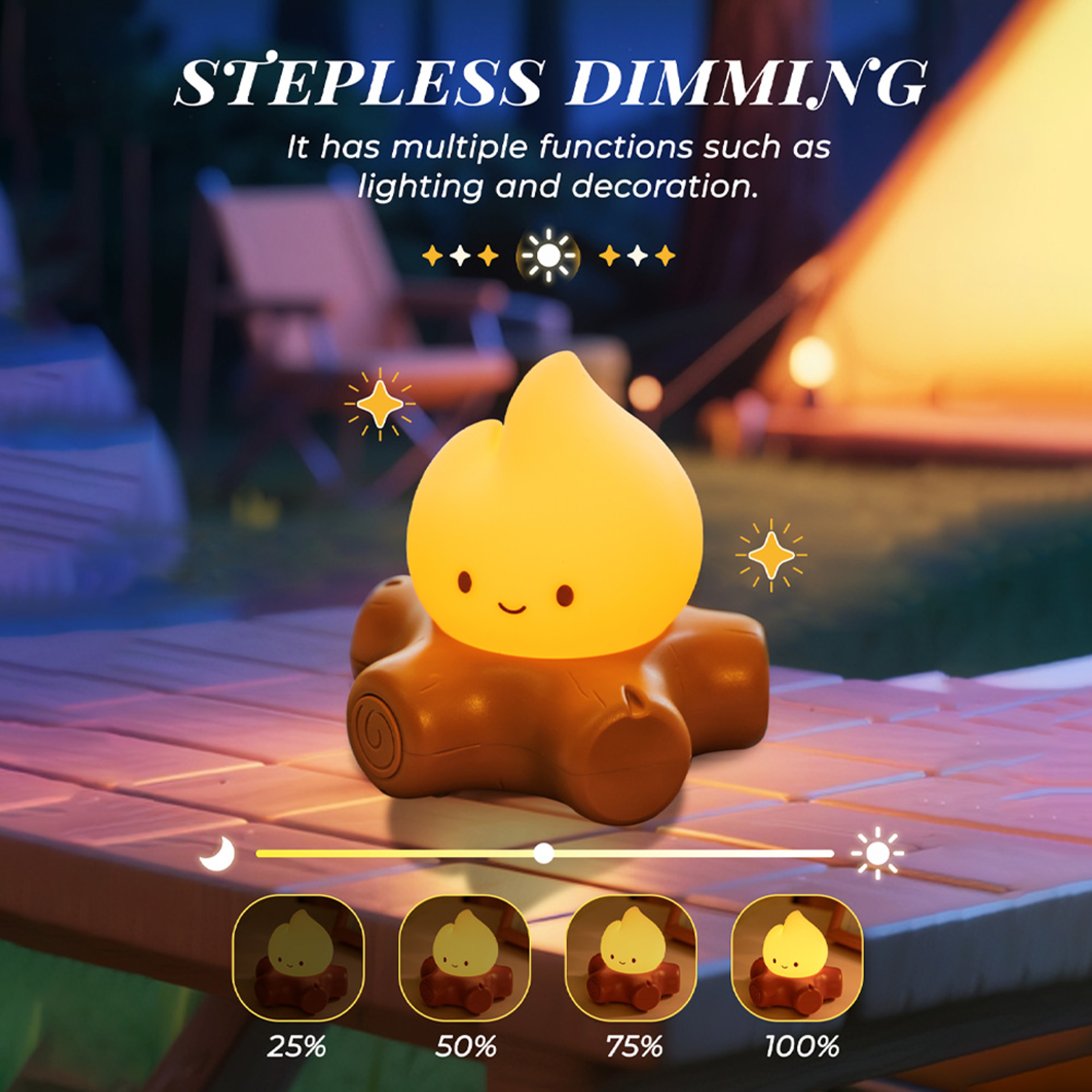 Cozy Campfire Night Light with White Noise USB Rechargeable LED Bedside Lamp for Kids and Adults – view 4