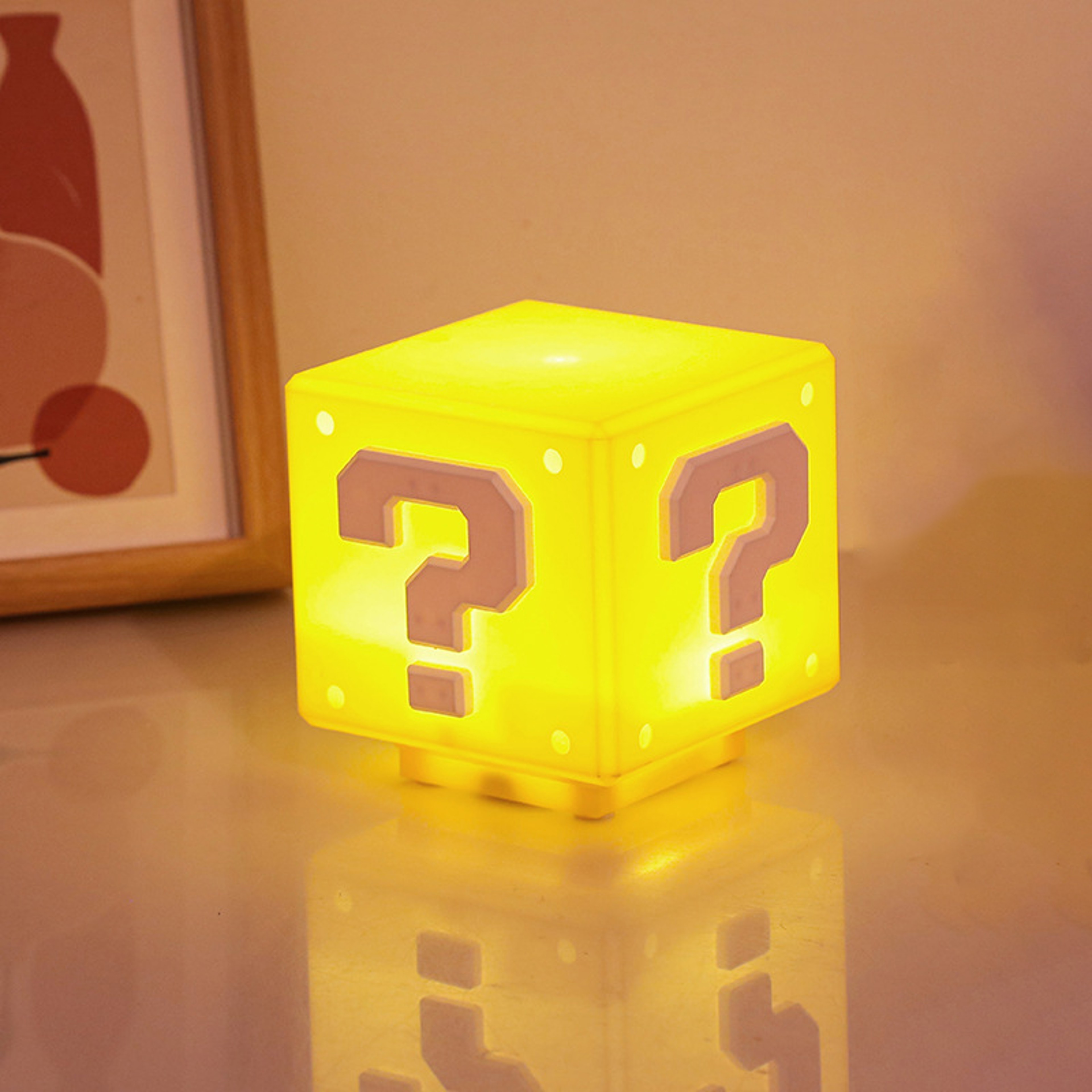 Question Block LED Night Light With Music USB Rechargeable Gaming Desk Lamp 0