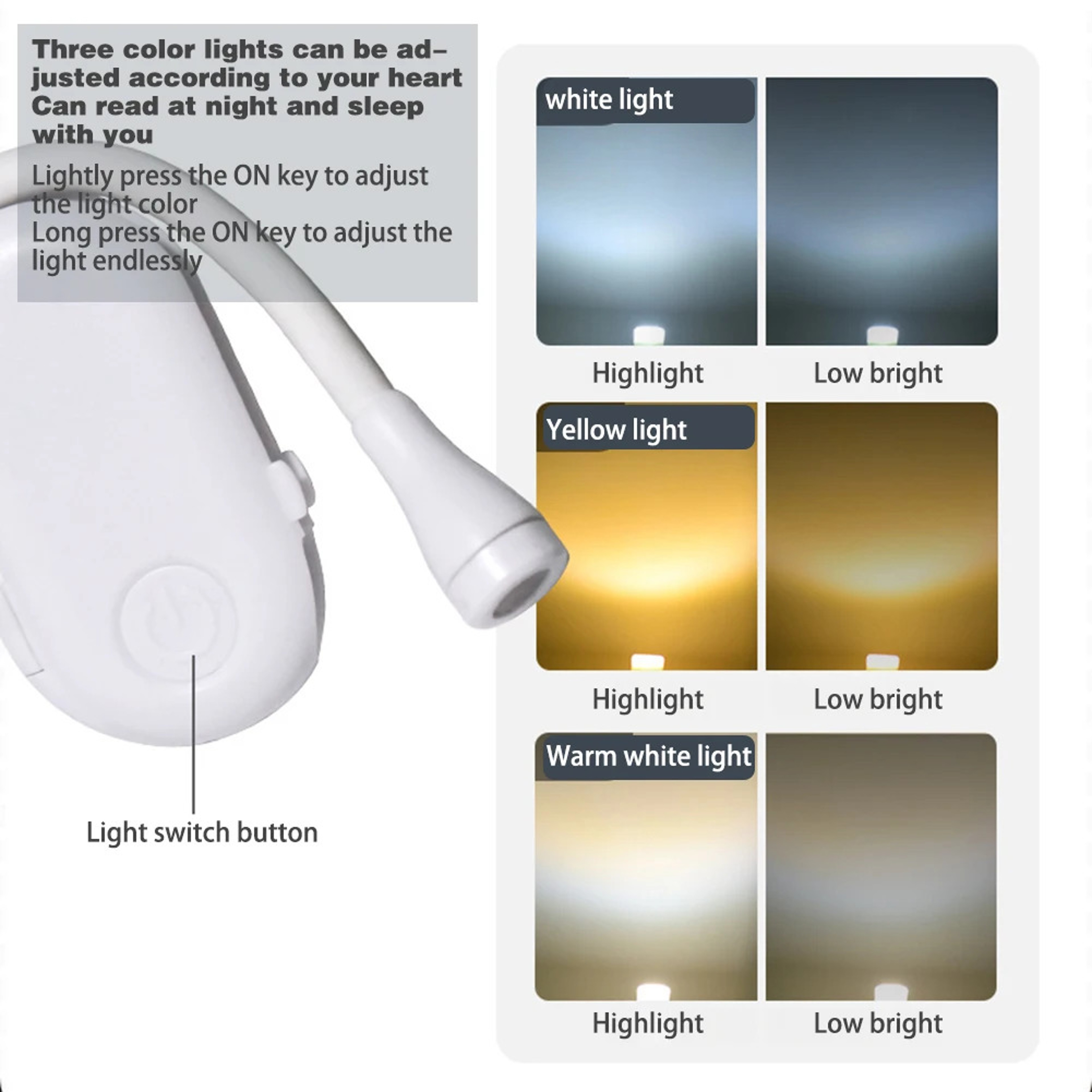 Rechargeable LED Book Light Clip On Reading Lamp With 3 Brightness Levels For Bed Travel And Study 2