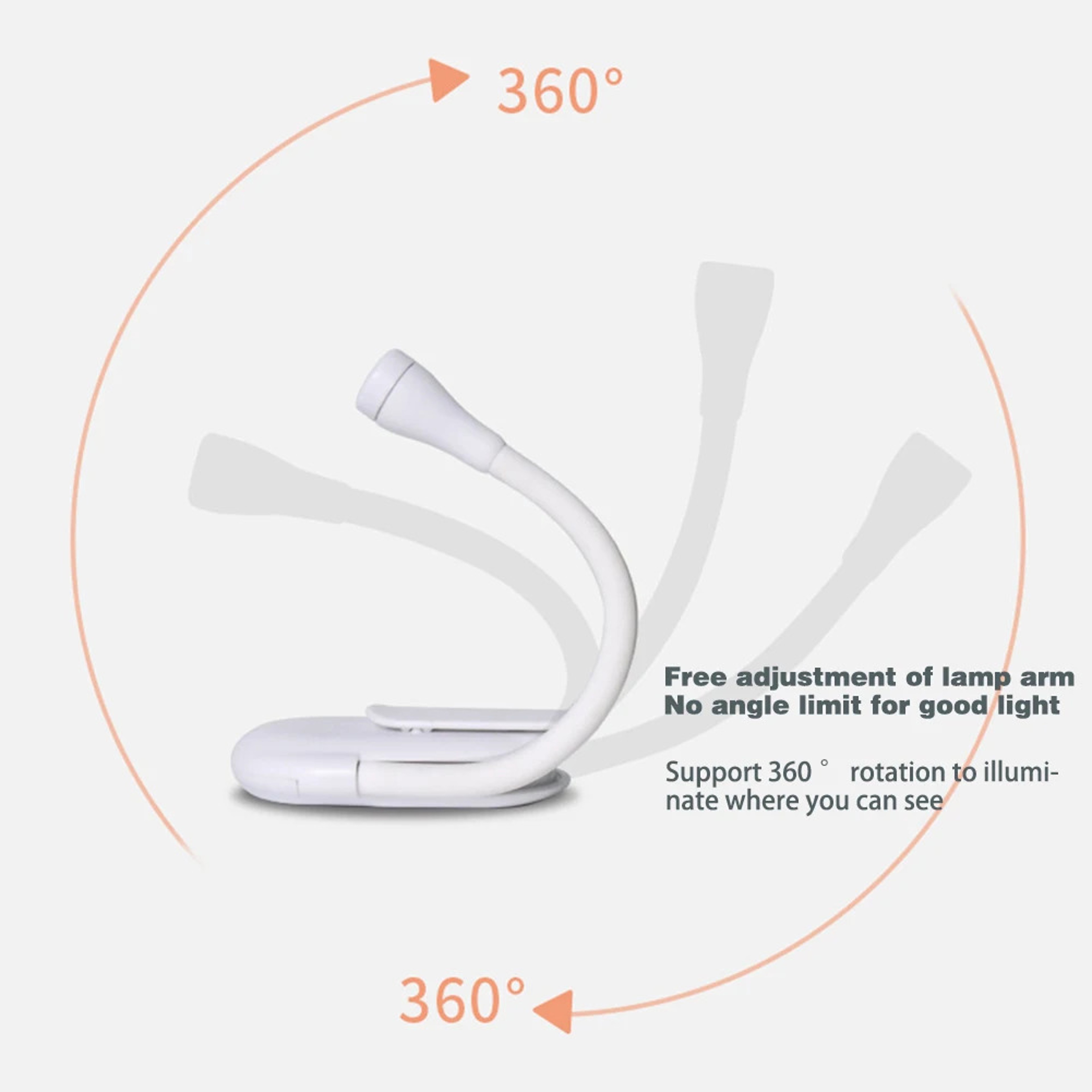 Rechargeable LED Book Light Clip On Reading Lamp With 3 Brightness Levels For Bed Travel And Study 4