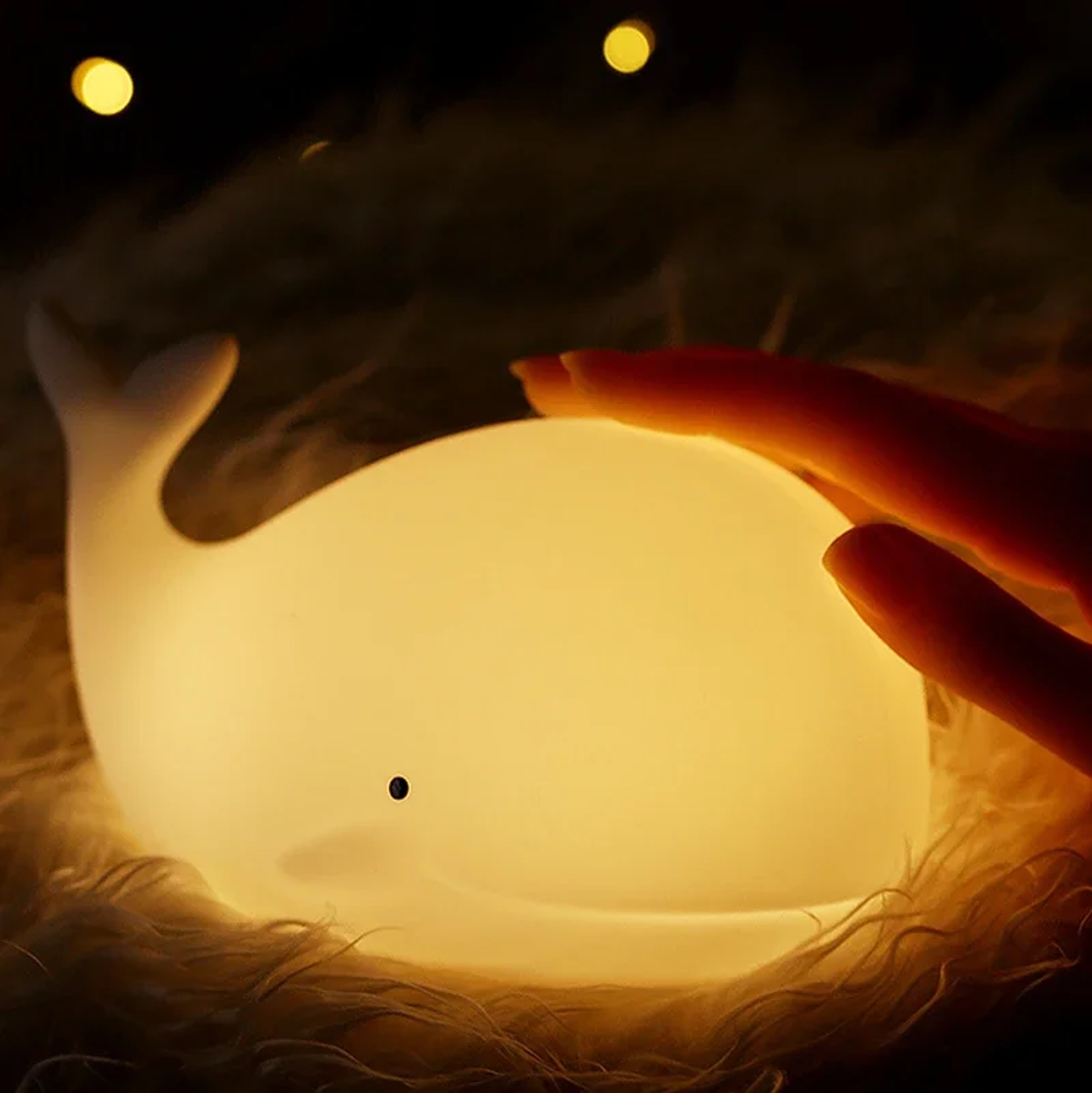 Cute Whale Night Light Rechargeable Silicone LED Kids Bedside Lamp With 7 Color Touch Light 0