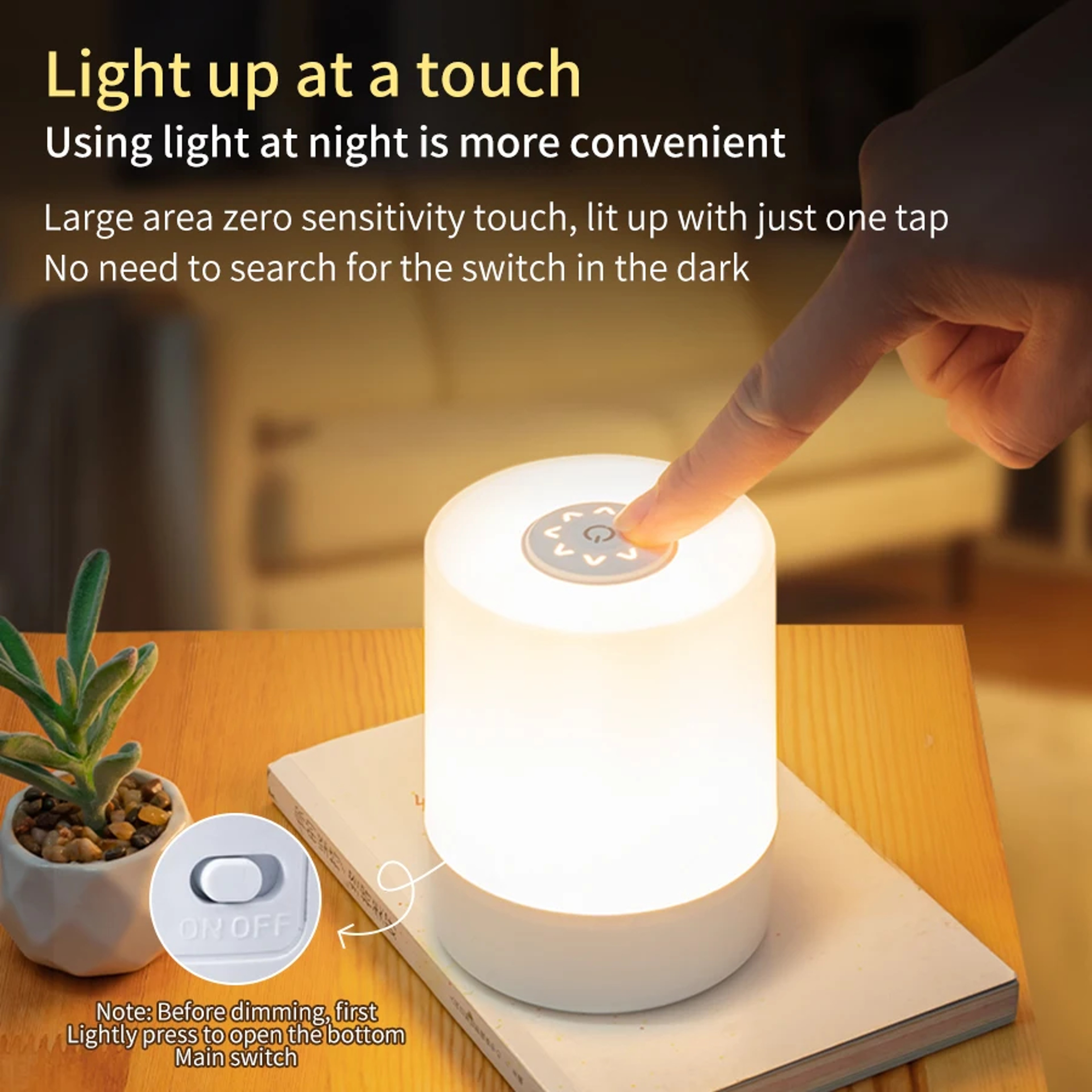 Rechargeable Bedside Lamp Touch Control Night Light Dimmable LED Table Lamp For Bedroom Reading 3