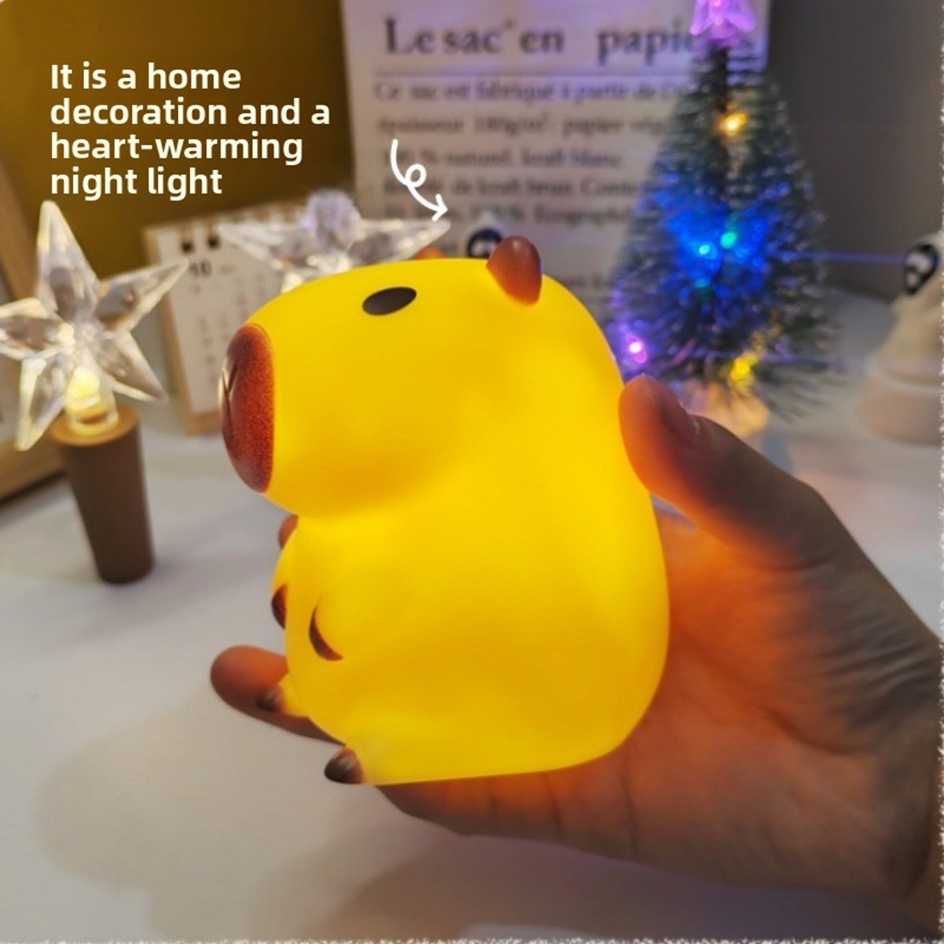 Cute Capybara Night Light Dimmable Battery Operated Kids Bedside Lamp For Nursery And Bedroom 4