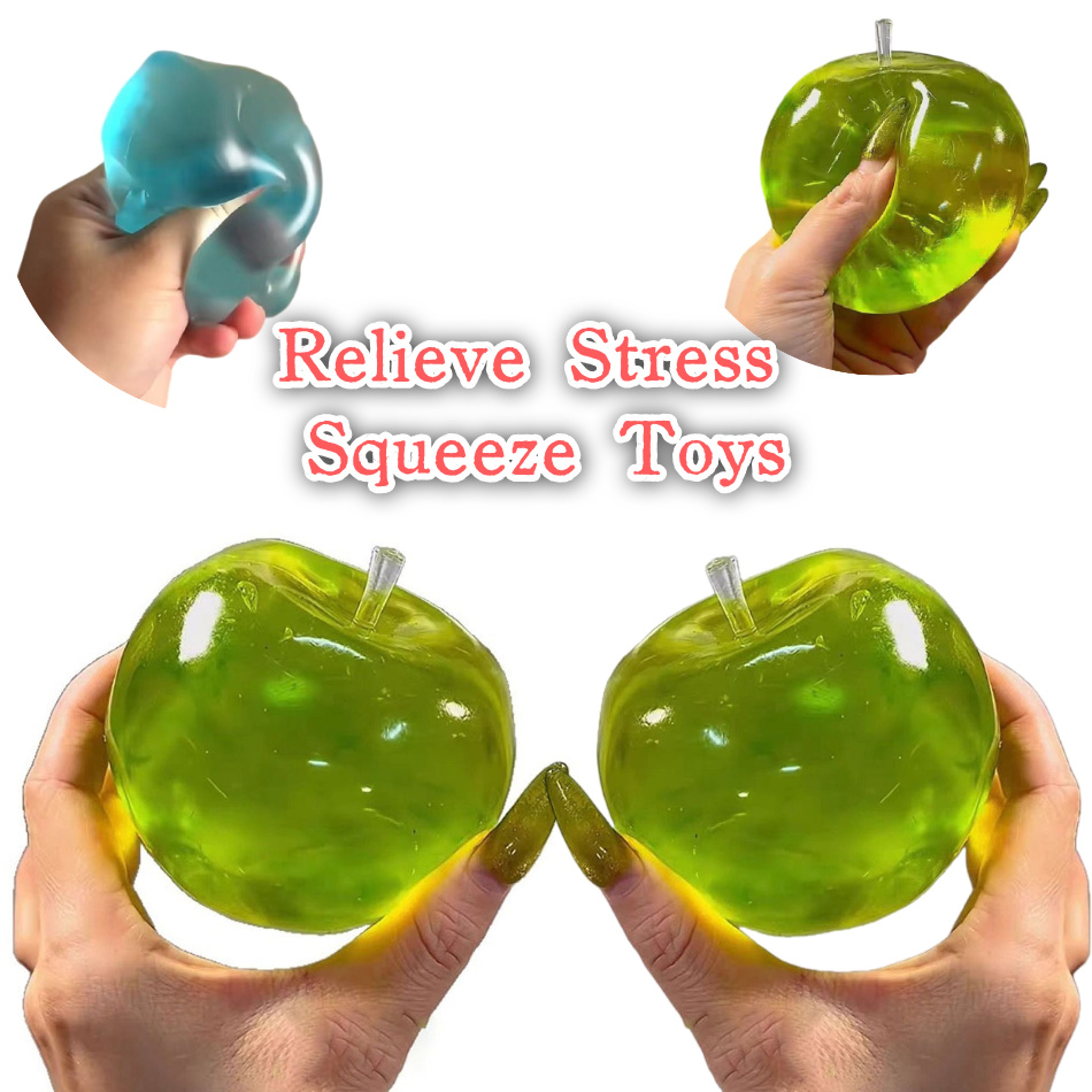 Slow Rebound Stress Ball Green Apple Fidget Toy Soft Sensory Toy For Kids And Adults 6