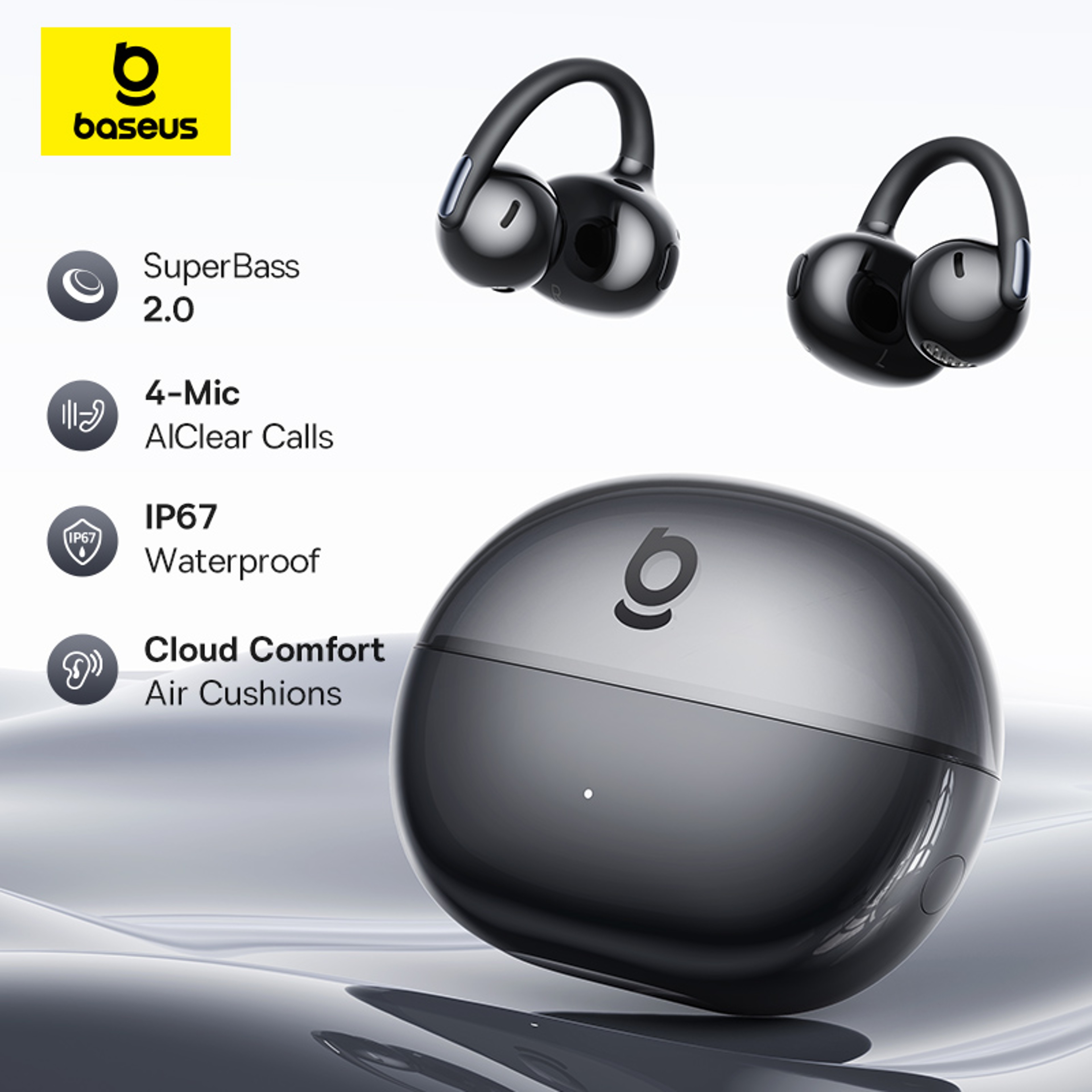 AeroClip Open Ear Earbuds Bluetooth 60 ClipOn Wireless Headphones With ENC  40H Playtime 2