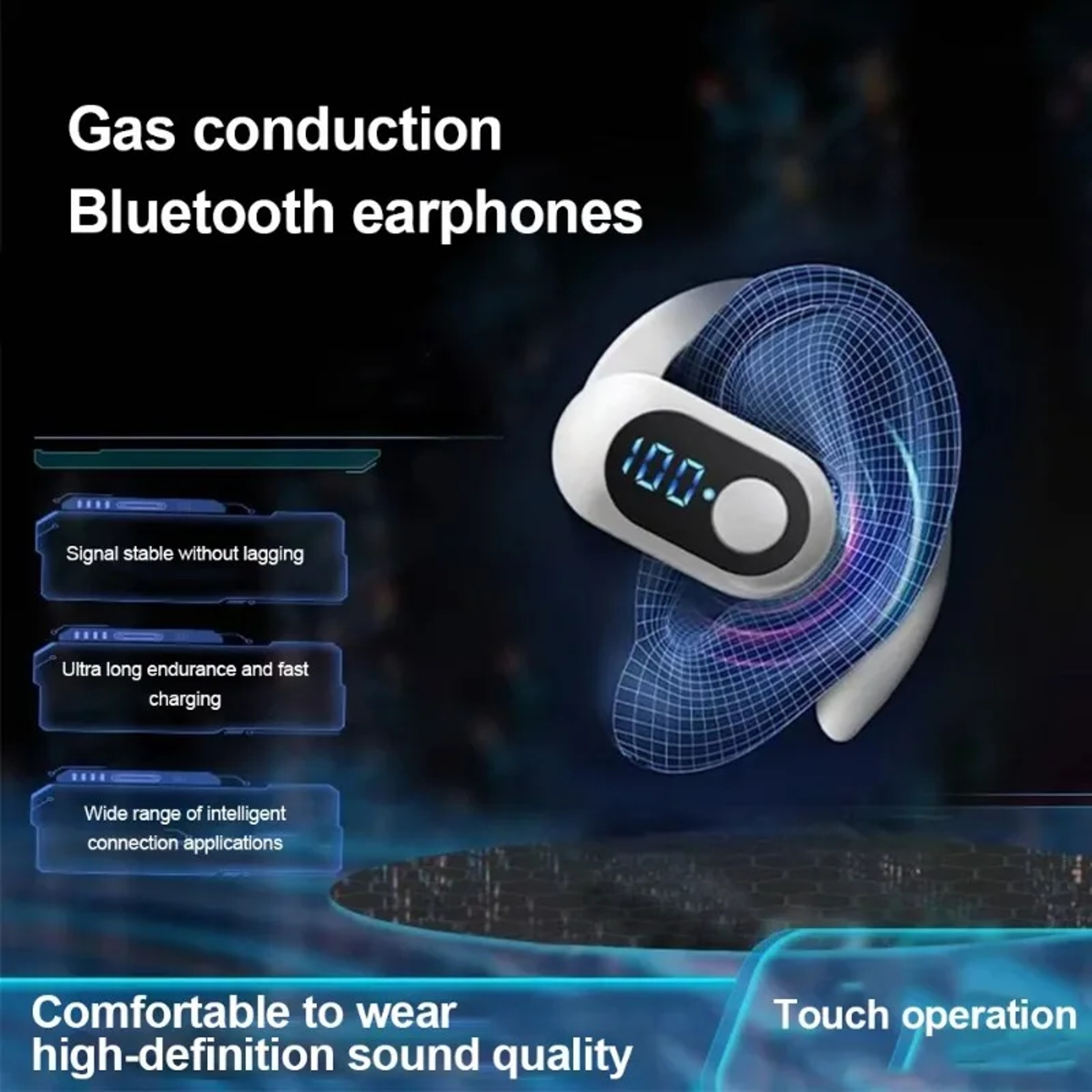 Bluetooth 53 Wireless Ear Hook Headphones Waterproof HiFi Noise Reduction Earbuds 3