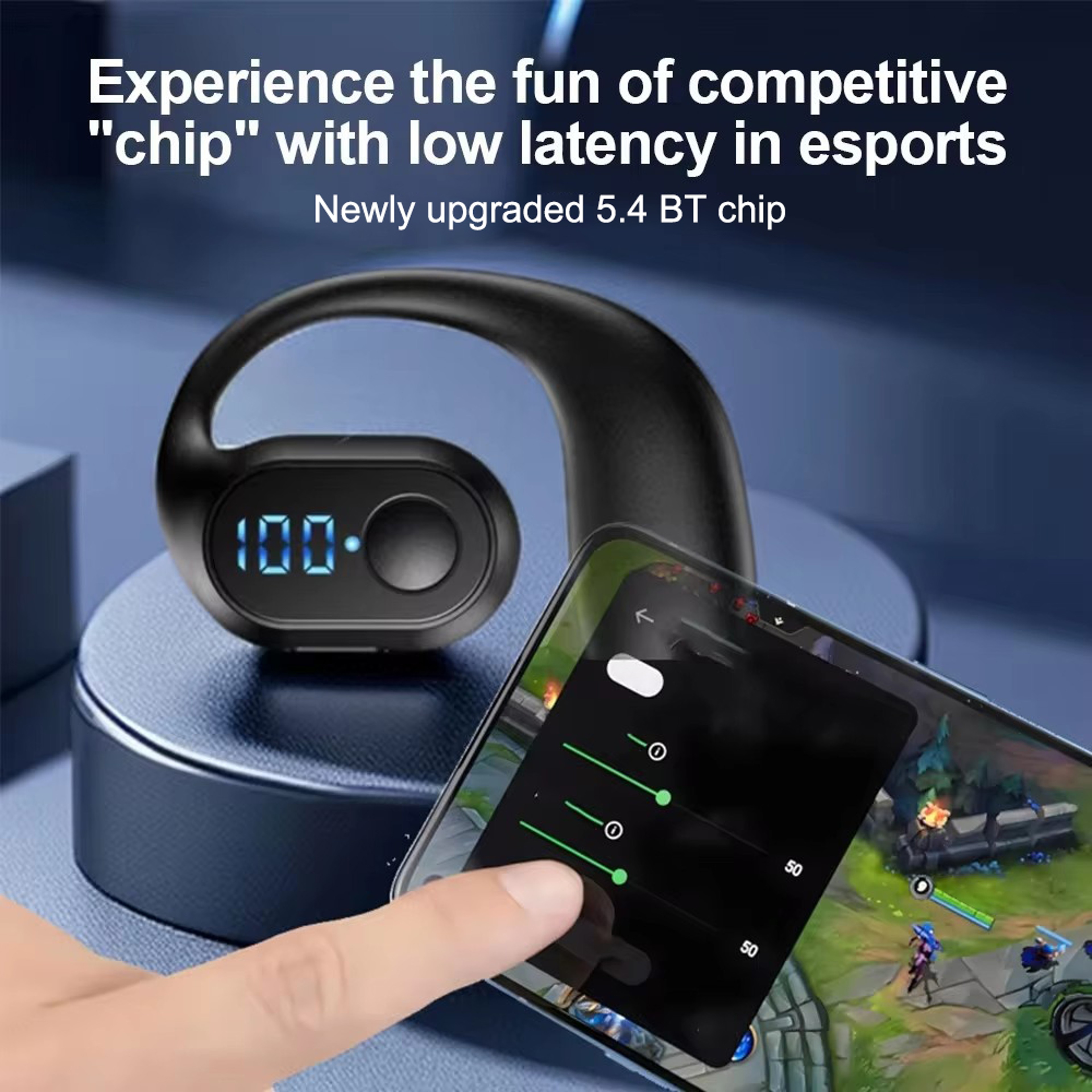 Bluetooth 54 Ear Hook Wireless Earbuds With Noise Cancelling HiFi Stereo  Waterproof Sports Headpho 2