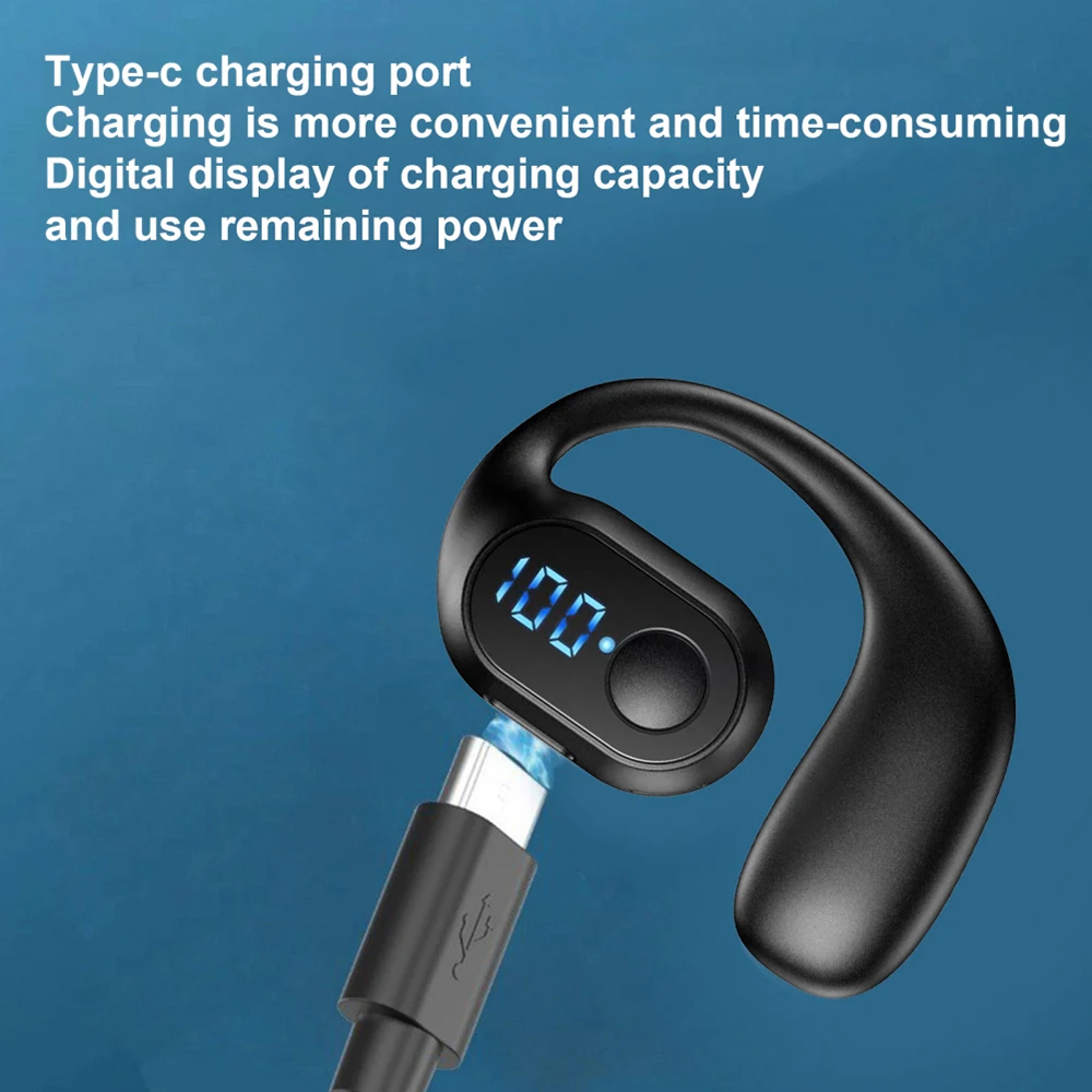 Bluetooth 54 Ear Hook Wireless Earbuds With Noise Cancelling HiFi Stereo  Waterproof Sports Headpho 3