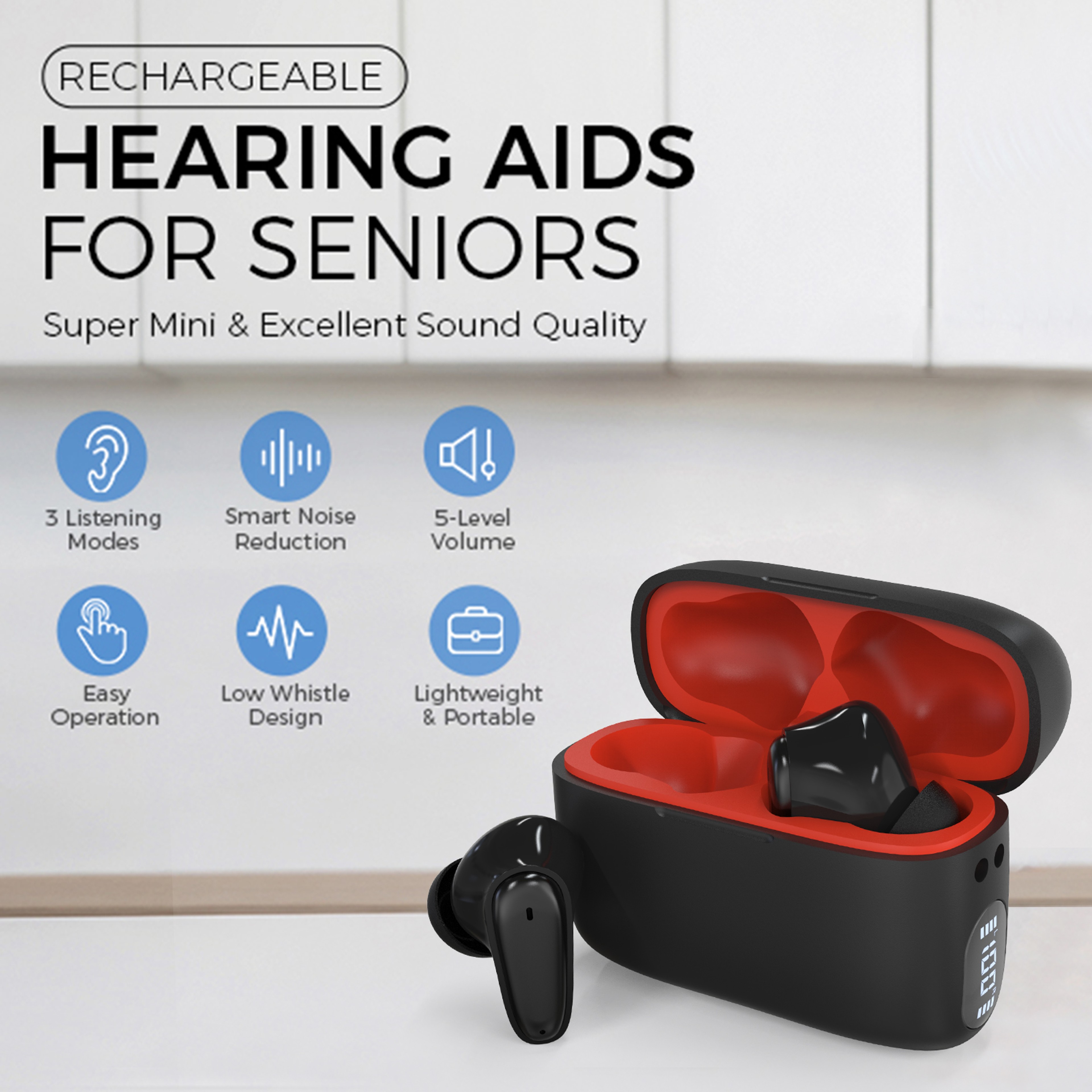 Rechargeable Hearing Aids for Seniors Digital Hearing Amplifier for Moderate to Severe Hearing Loss – view 3