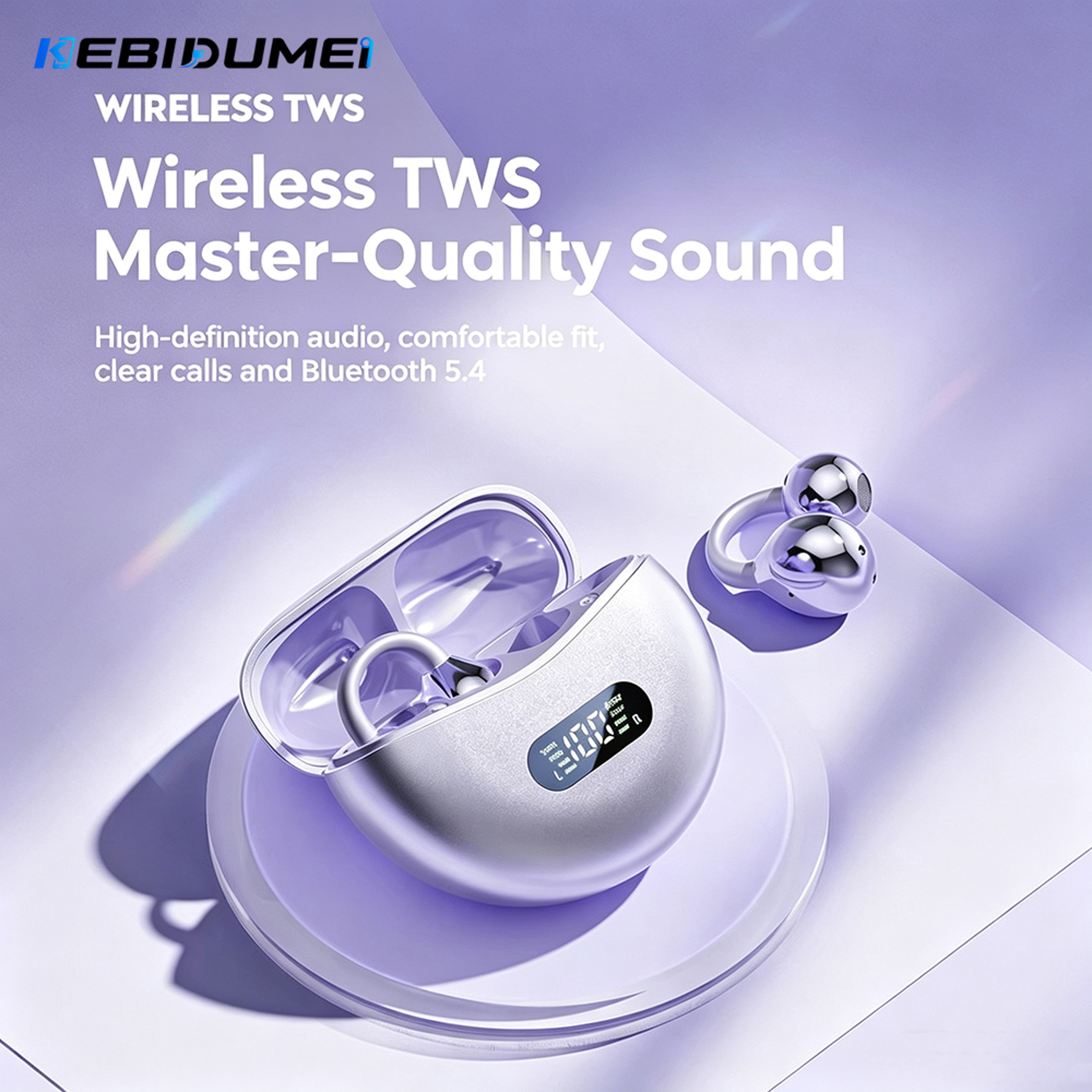 Open Ear Bluetooth Earbuds 54 Wireless Ear Clip Headphones With ENC  LED Display 1