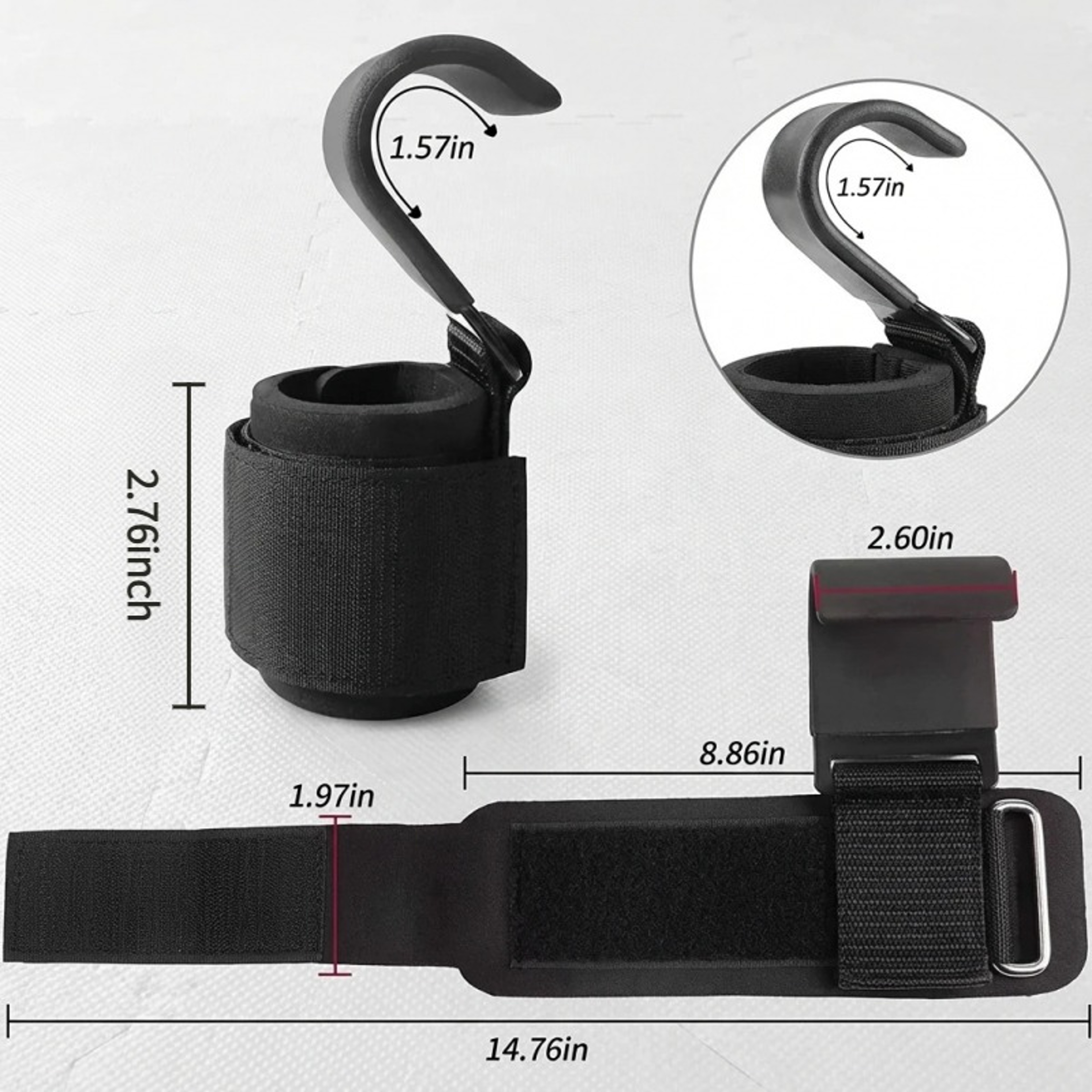 Heavy Duty Weight Lifting Hooks With Wrist Support Straps For Deadlifts Pull Ups  Strength Training 5