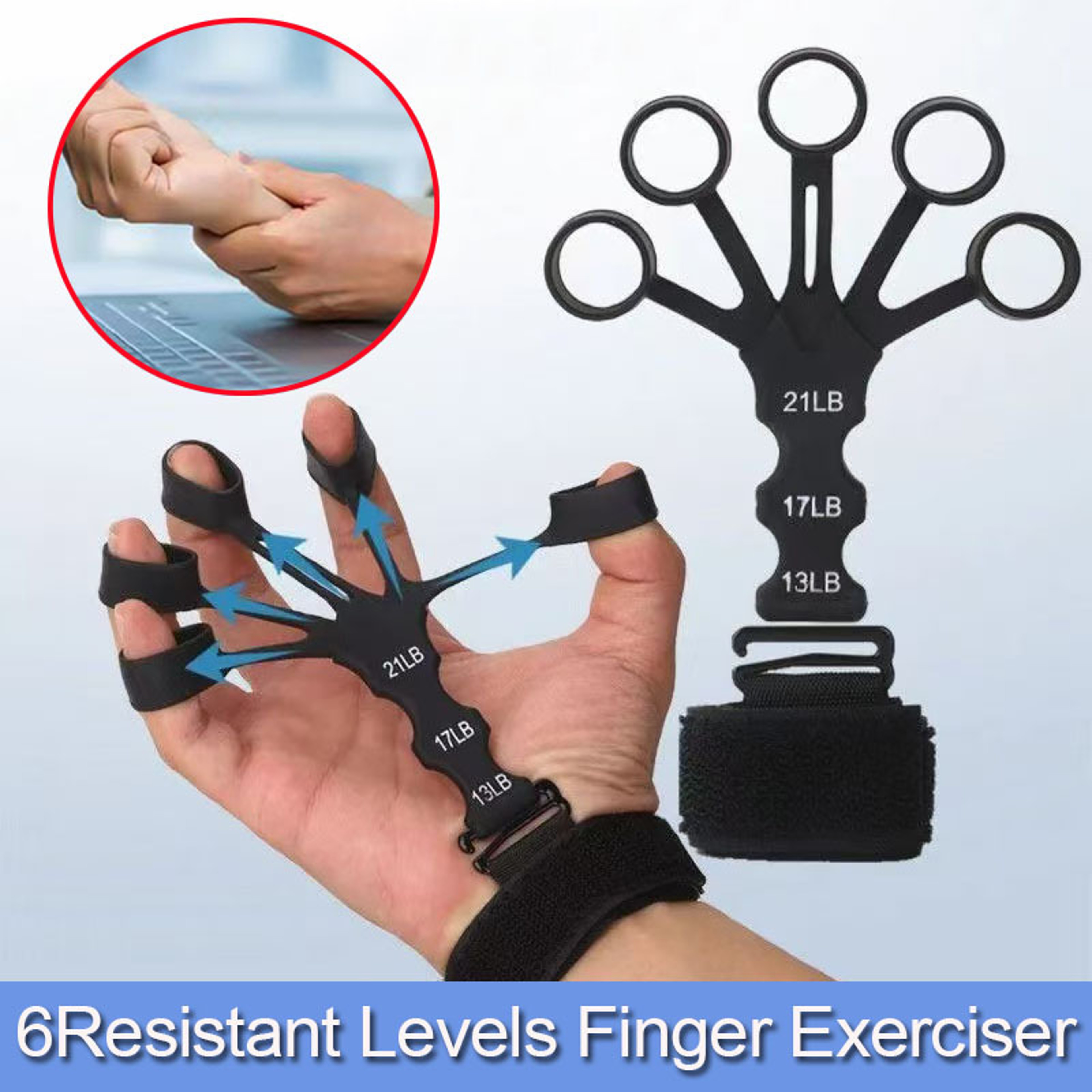 Silicone Finger Strength Trainer Hand Grip Exerciser For Finger Rehabilitation  Wrist Flexibility 1