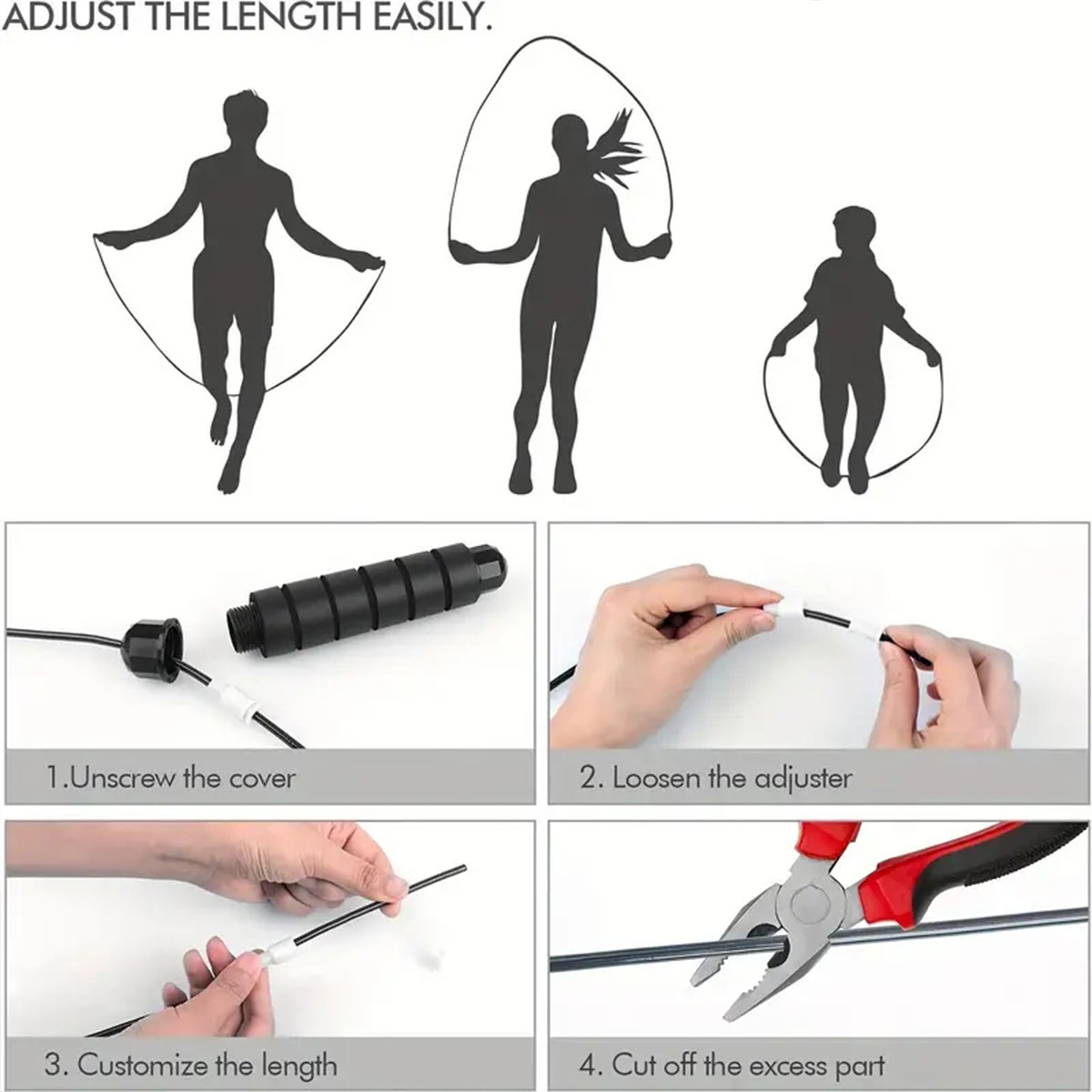 Adjustable Speed Jump Rope With Steel Wire Cable For Cardio Fitness  Home Workouts 3