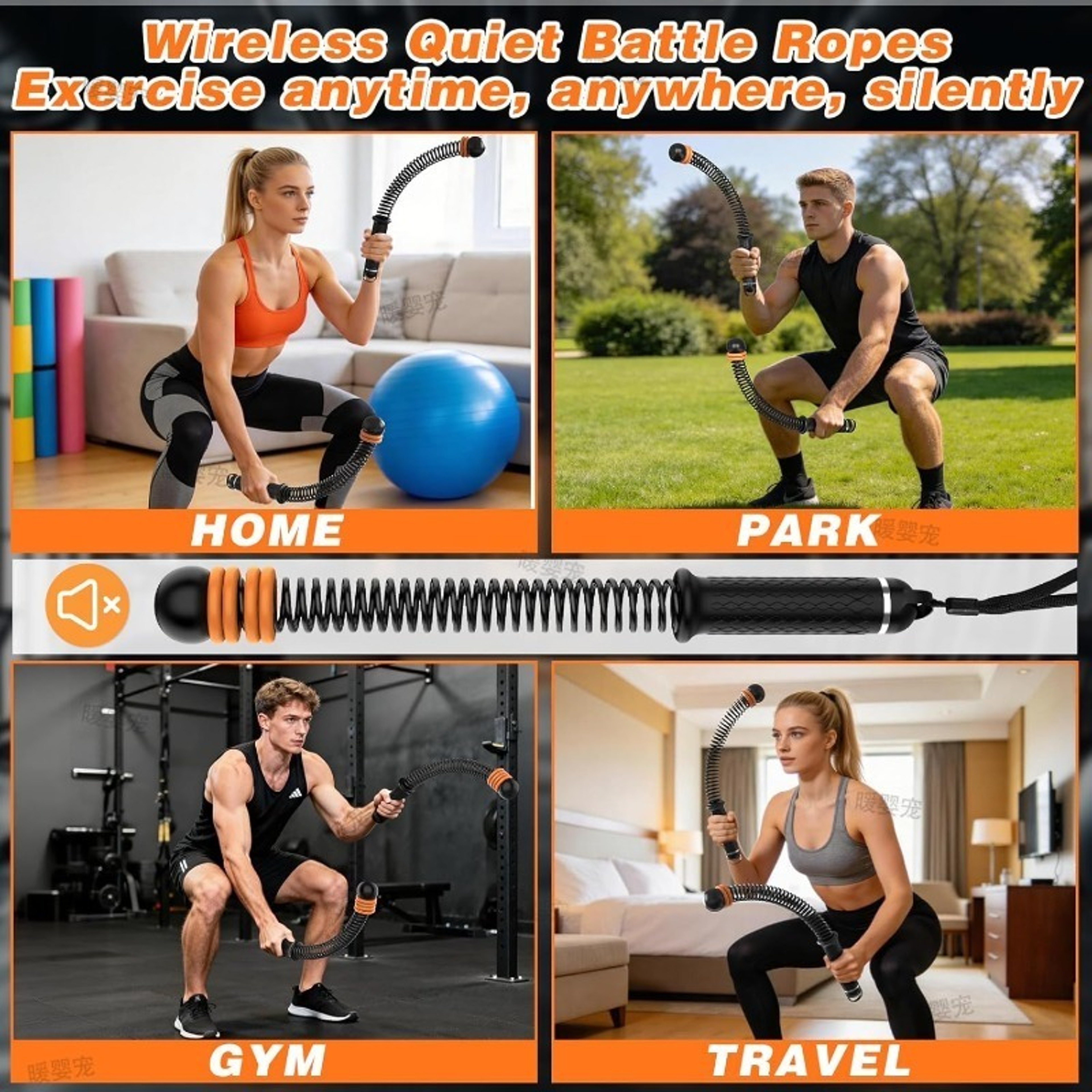 Ropeless Battle Rope Adjustable Resistance Trainer For Full Body Home Gym Workouts 5