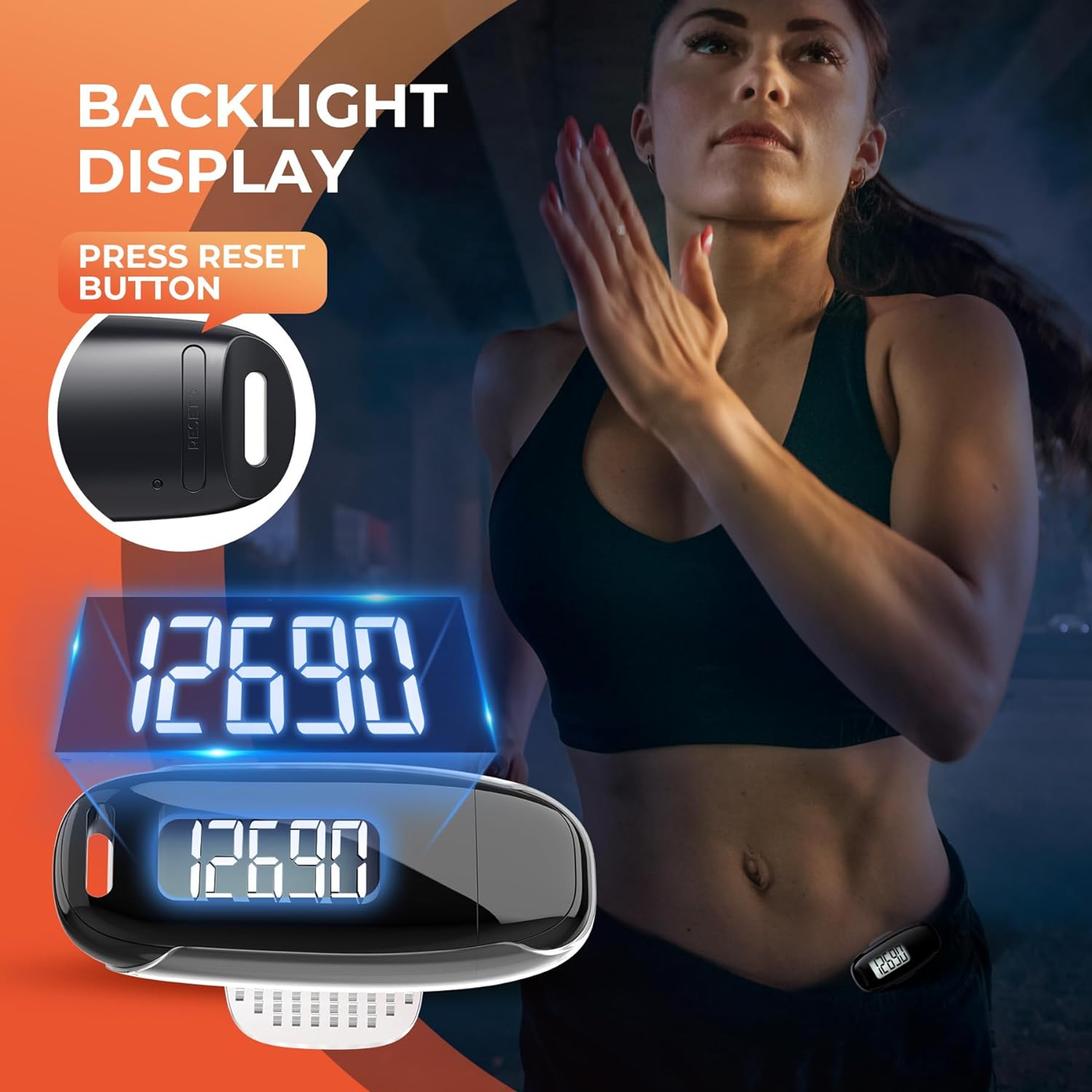 3D Pedometer USB Rechargeable Walking Step Counter with Backlight Accurate Step Tracker – view 5