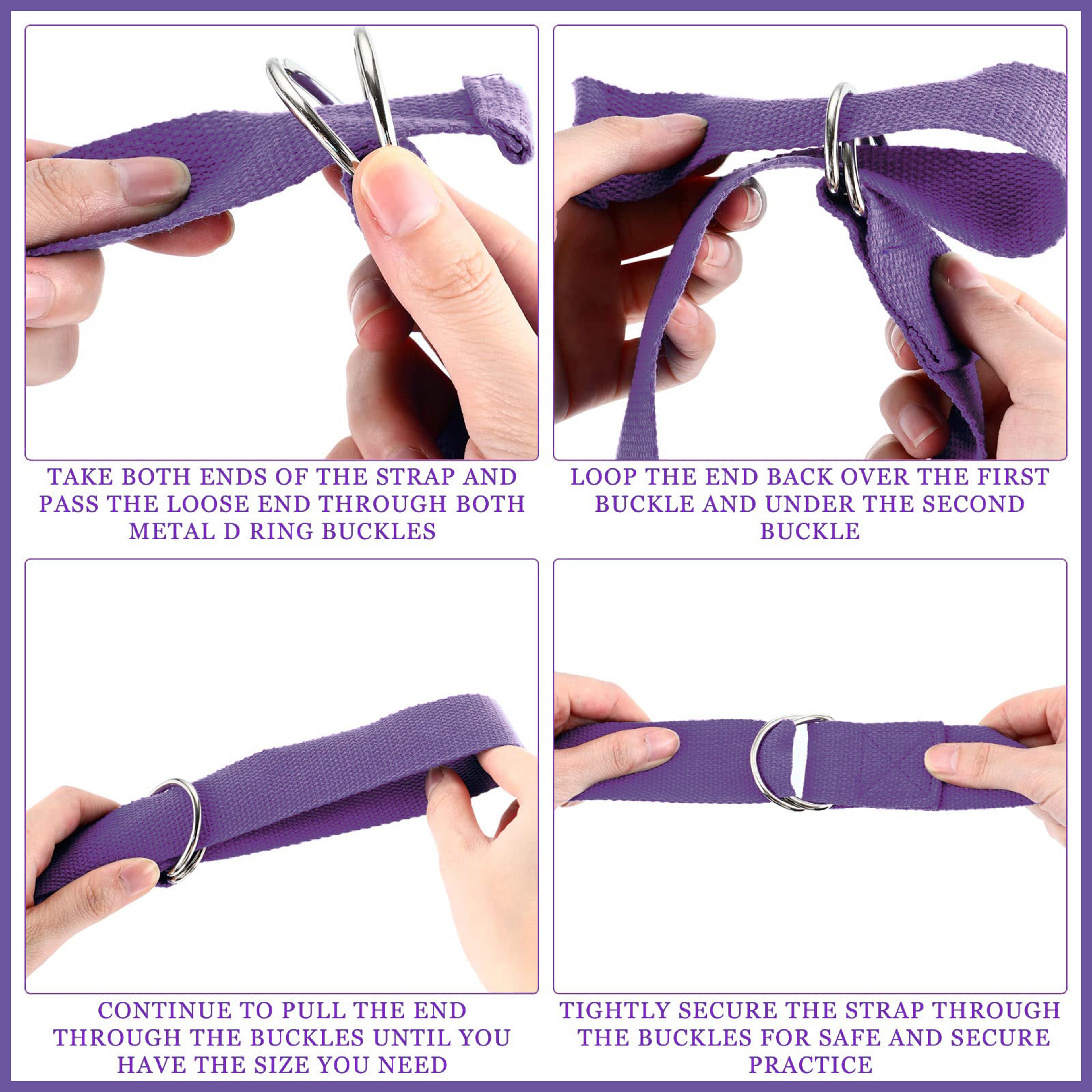 Premium Yoga Strap With D Ring Buckle Adjustable Cotton Stretching Strap For Pilates Flexibility  F 7
