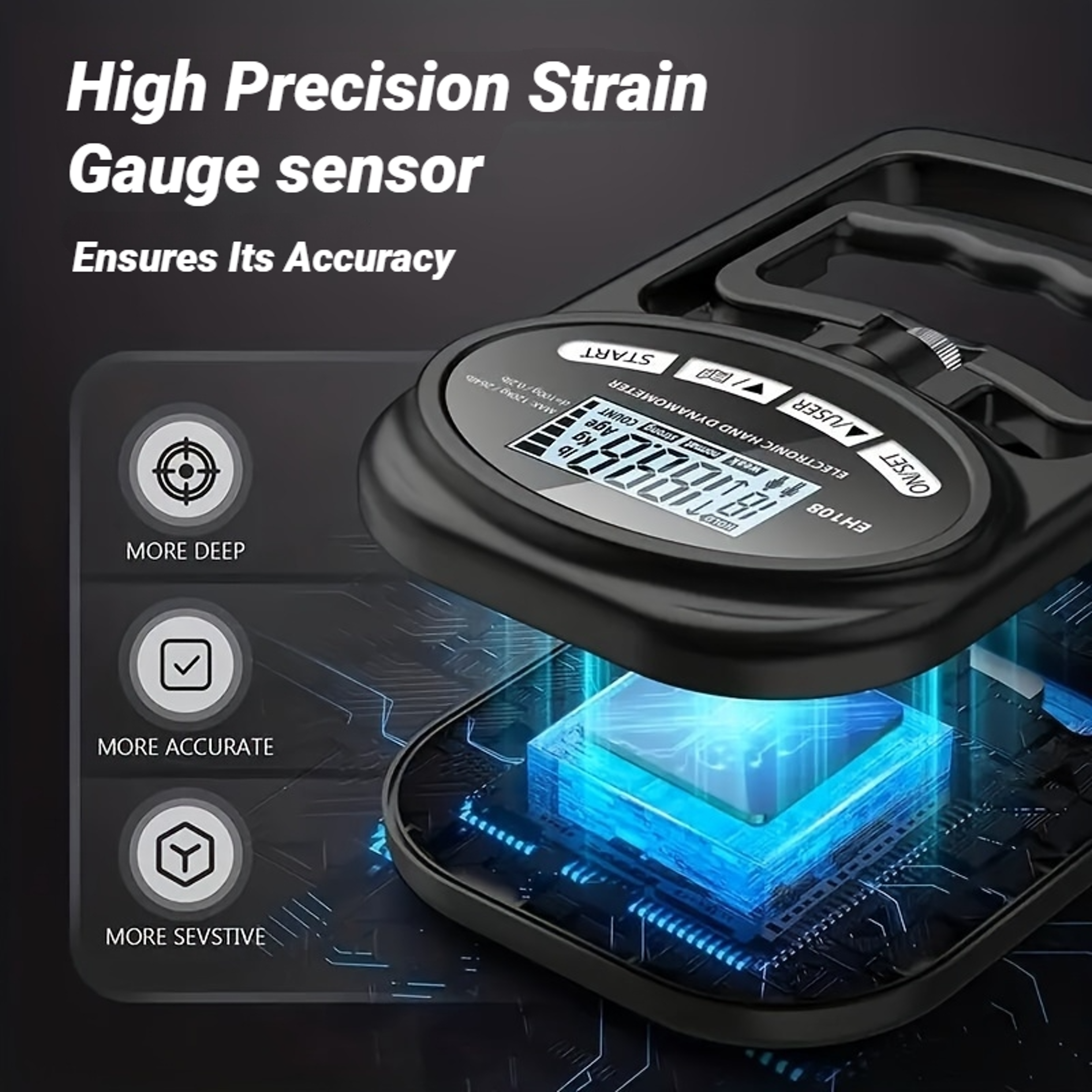 Digital Hand Dynamometer Grip Strength Tester USB Rechargeable Hand Grip Strength Meter 5