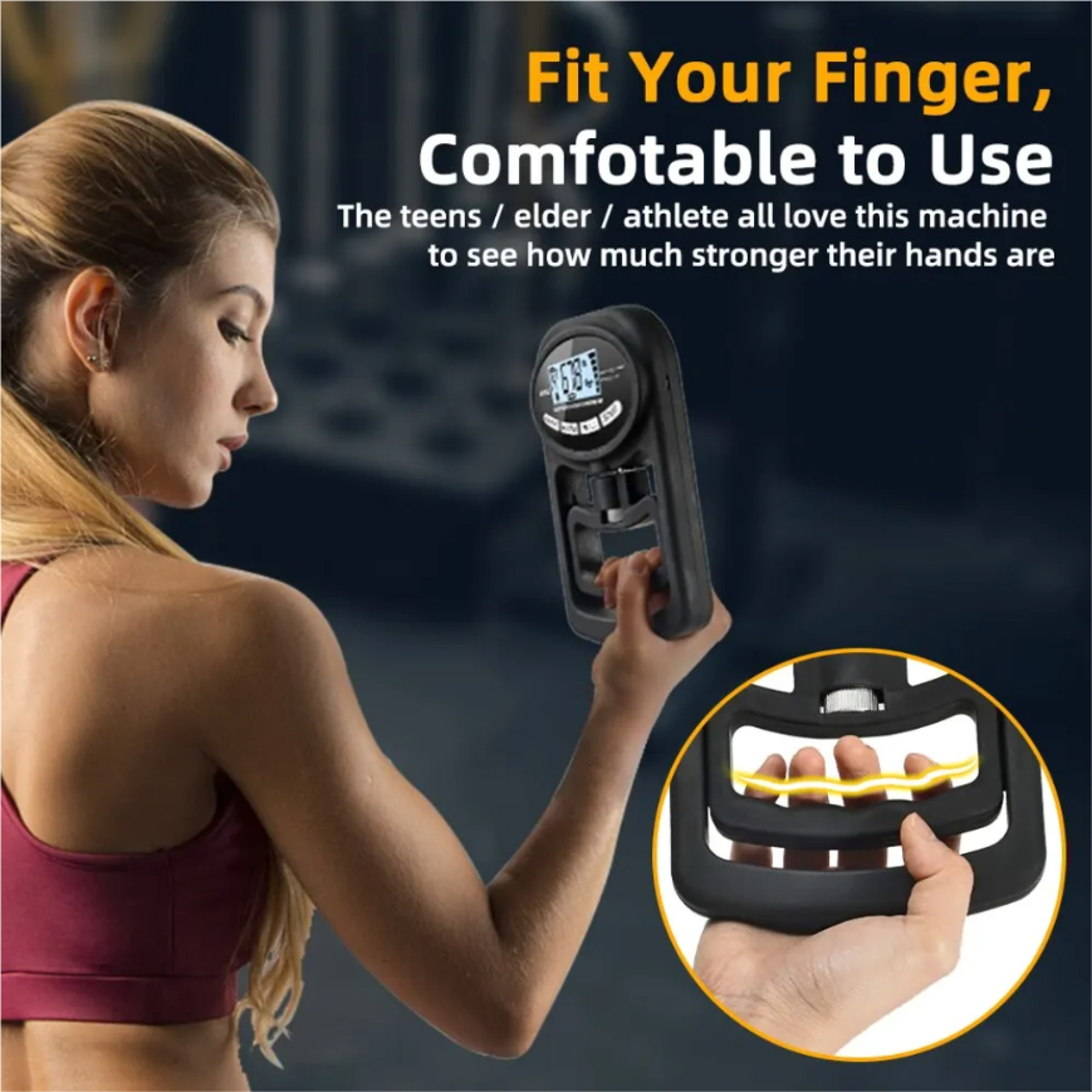 PowerGrip Digital Hand Dynamometer Grip Strength Tester With USB Rechargeable LCD Display 1