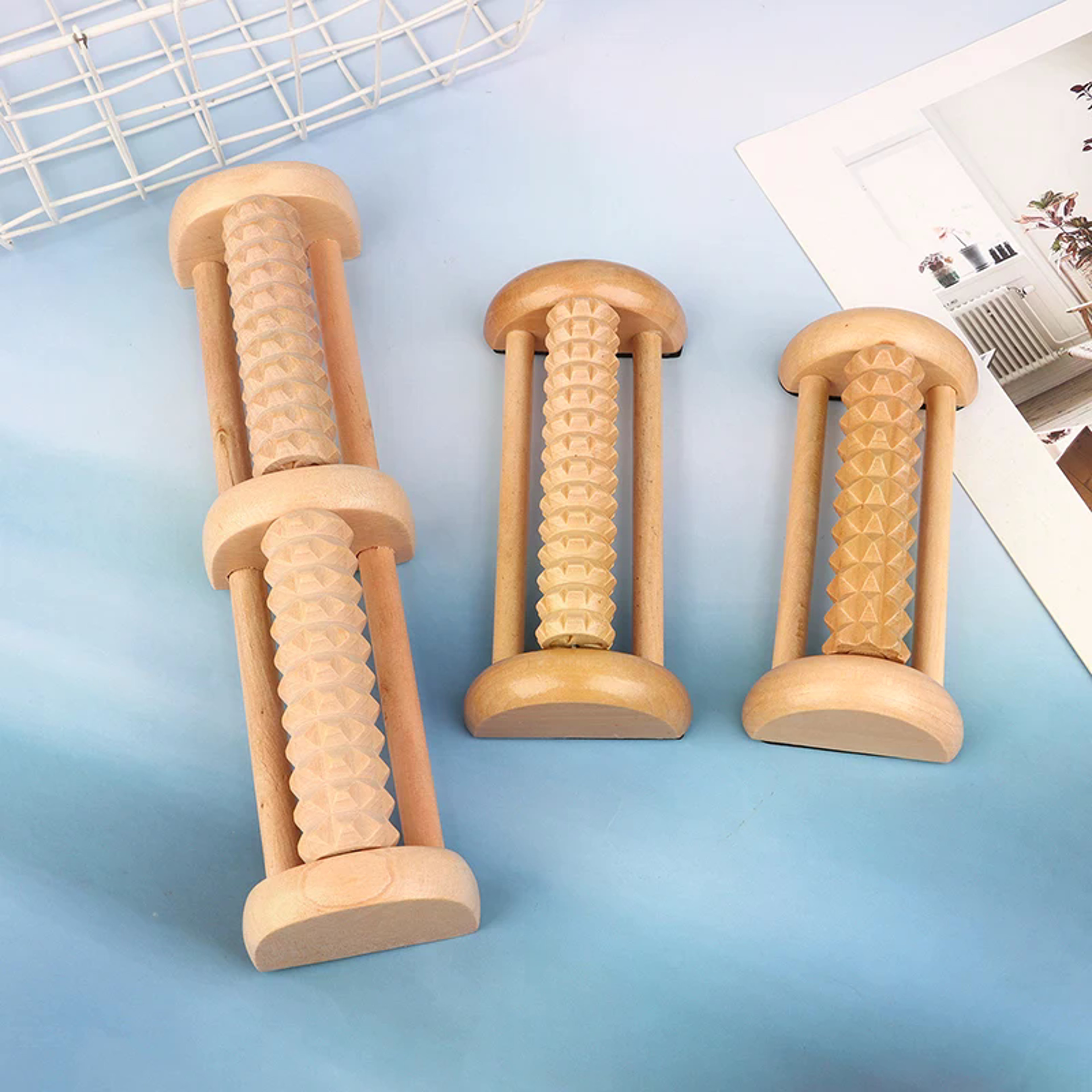 Wooden Foot Roller Massager for Plantar Fasciitis Relief Acupressure Foot Massage Roller – view 2