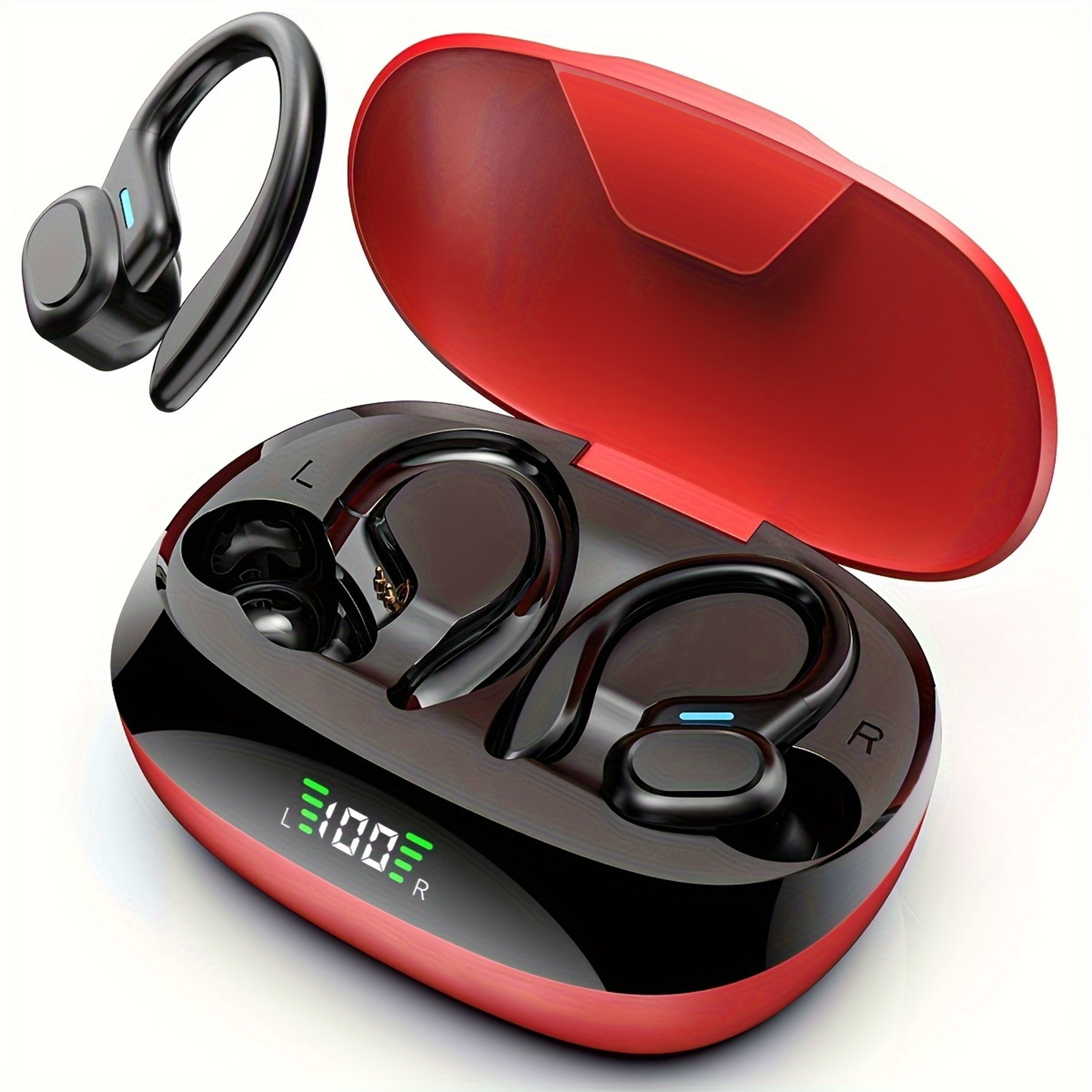 Bluetooth 53 Earbuds With Ear Hook LED Power Display  HiFi Stereo Sound 0