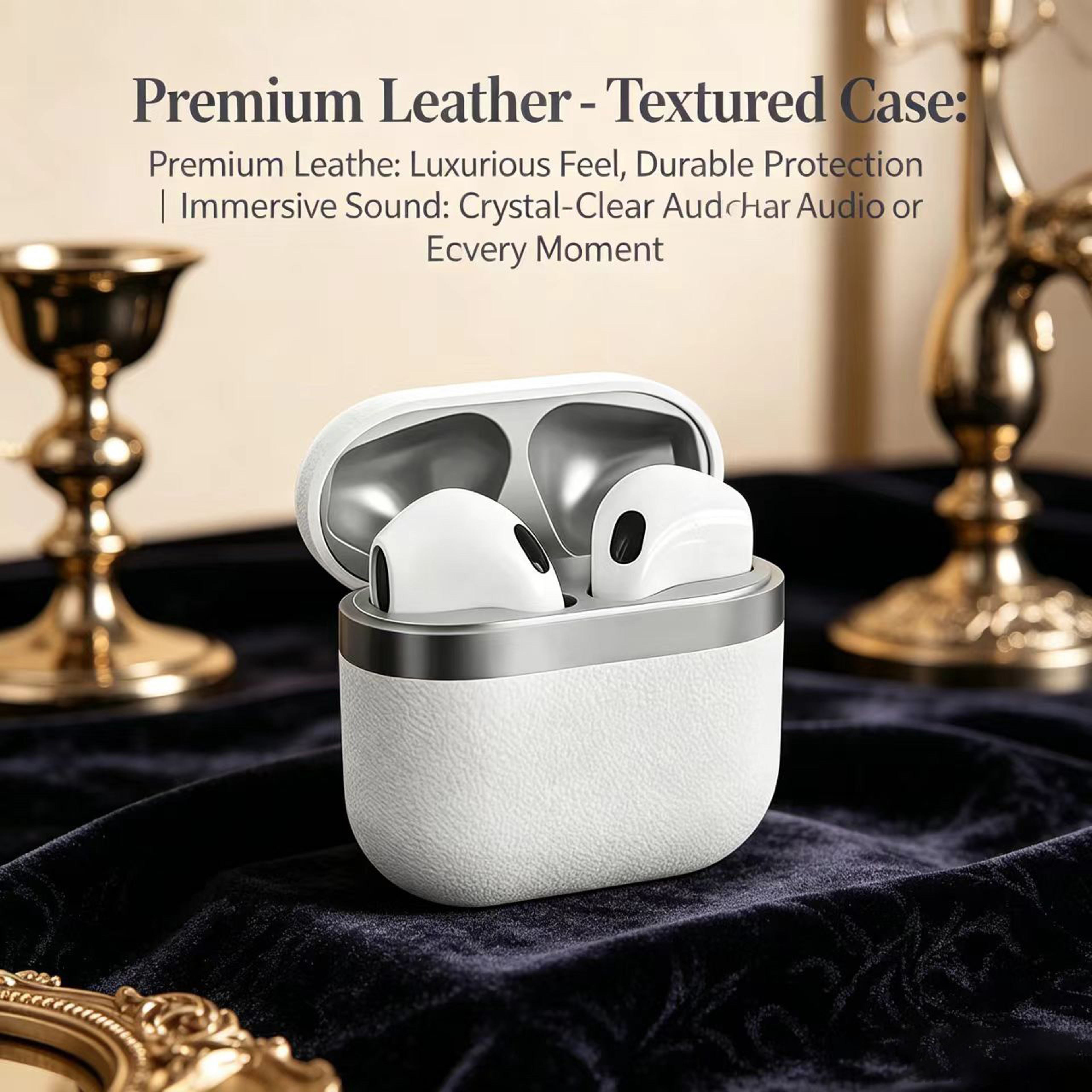 Leather Case Bluetooth Earbuds With HiFi Stereo Sound Touch Control  24H Playtime 7