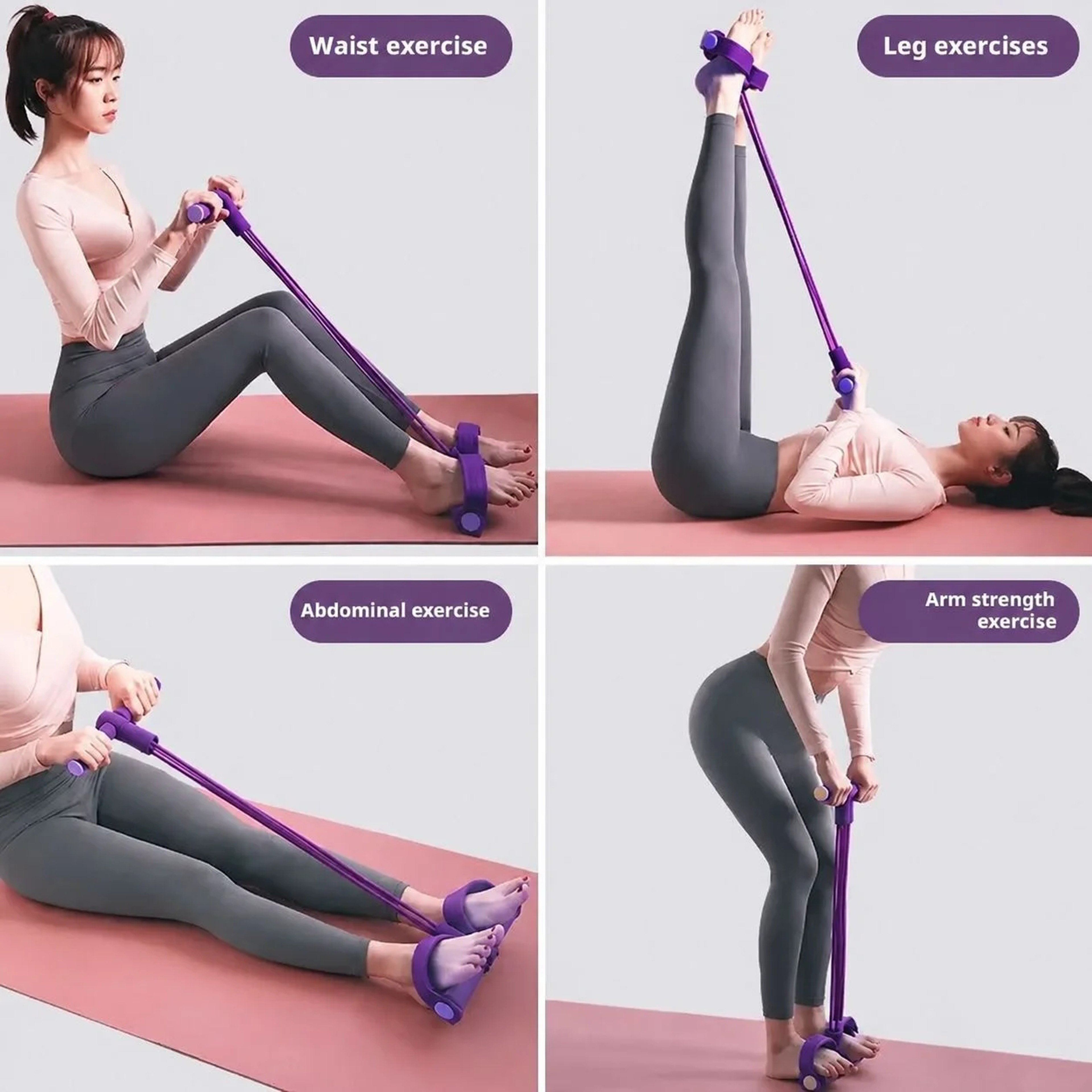 FlexCore 4 Tube Resistance Bands Pedal Trainer for Home Gym Equipment & Full Body Workouts – view 5