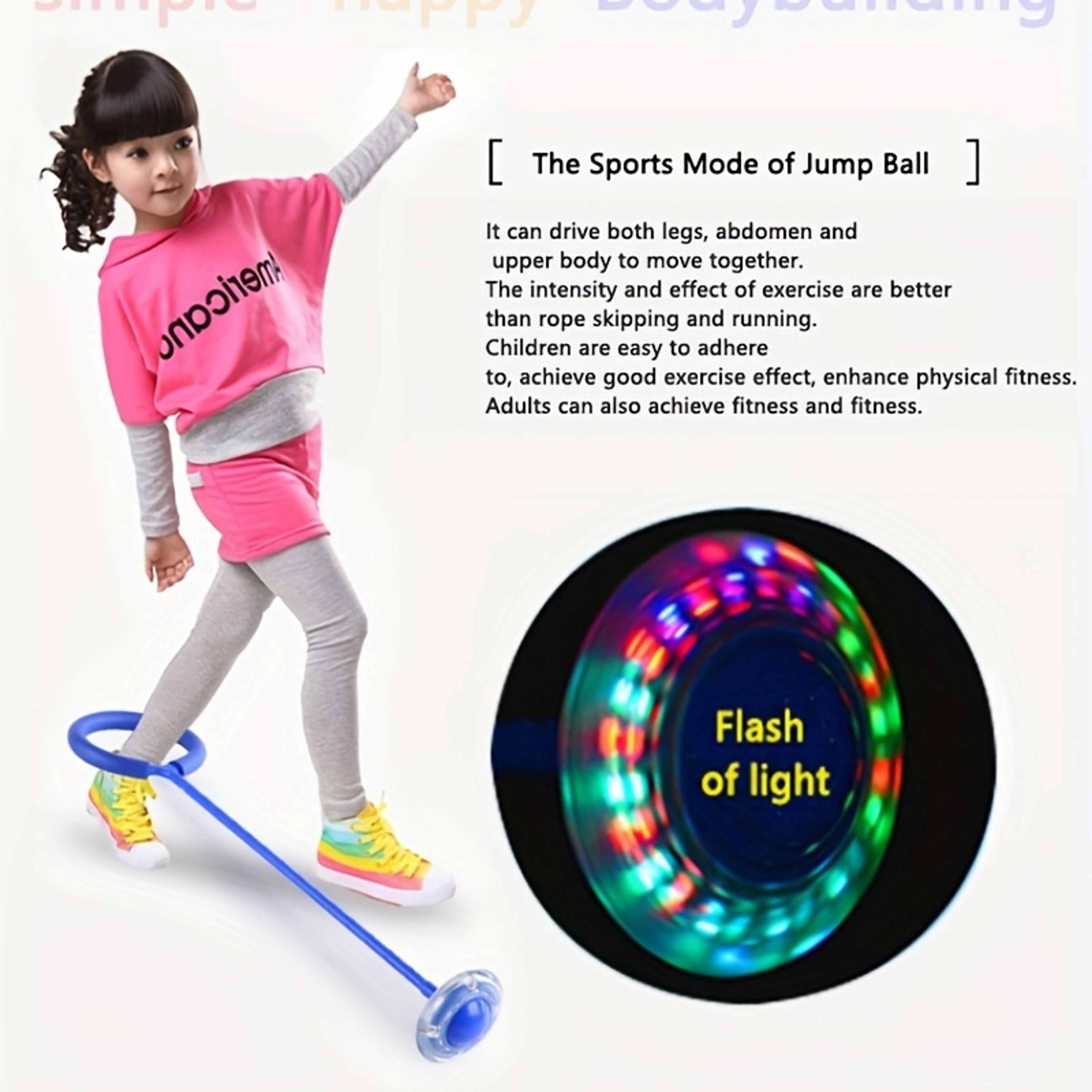 LED Flashing Jump Ring Ball Foldable Ankle Skip Ball For Kids  Adults Outdoor Fun 3
