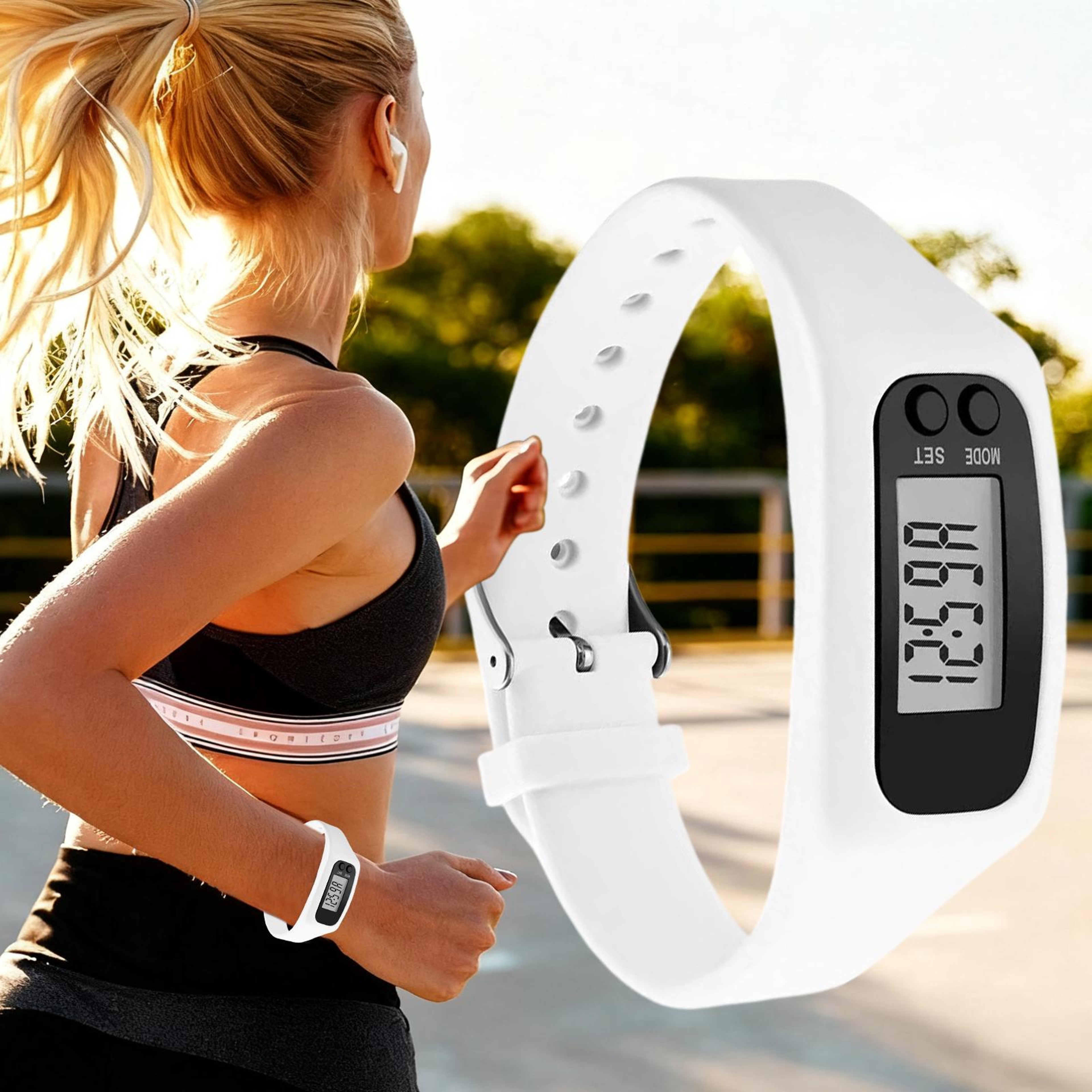 ActiveTrack Pedometer Watch LCD Step Counter Bracelet For Walking  Daily Fitness 7