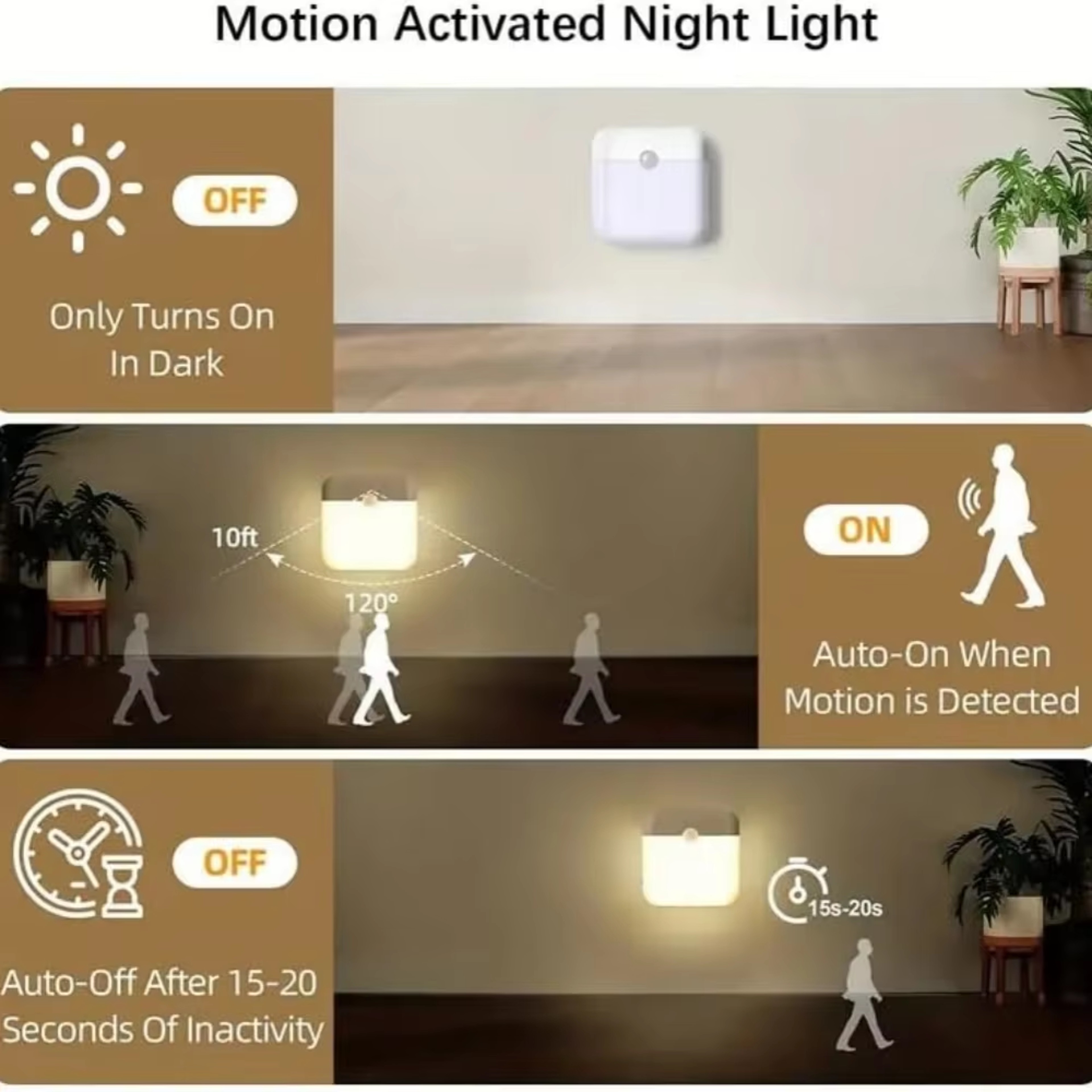 Smart Rechargeable Motion Sensor LED Light For Wardrobe Cabinet Stairs And Hallway 3