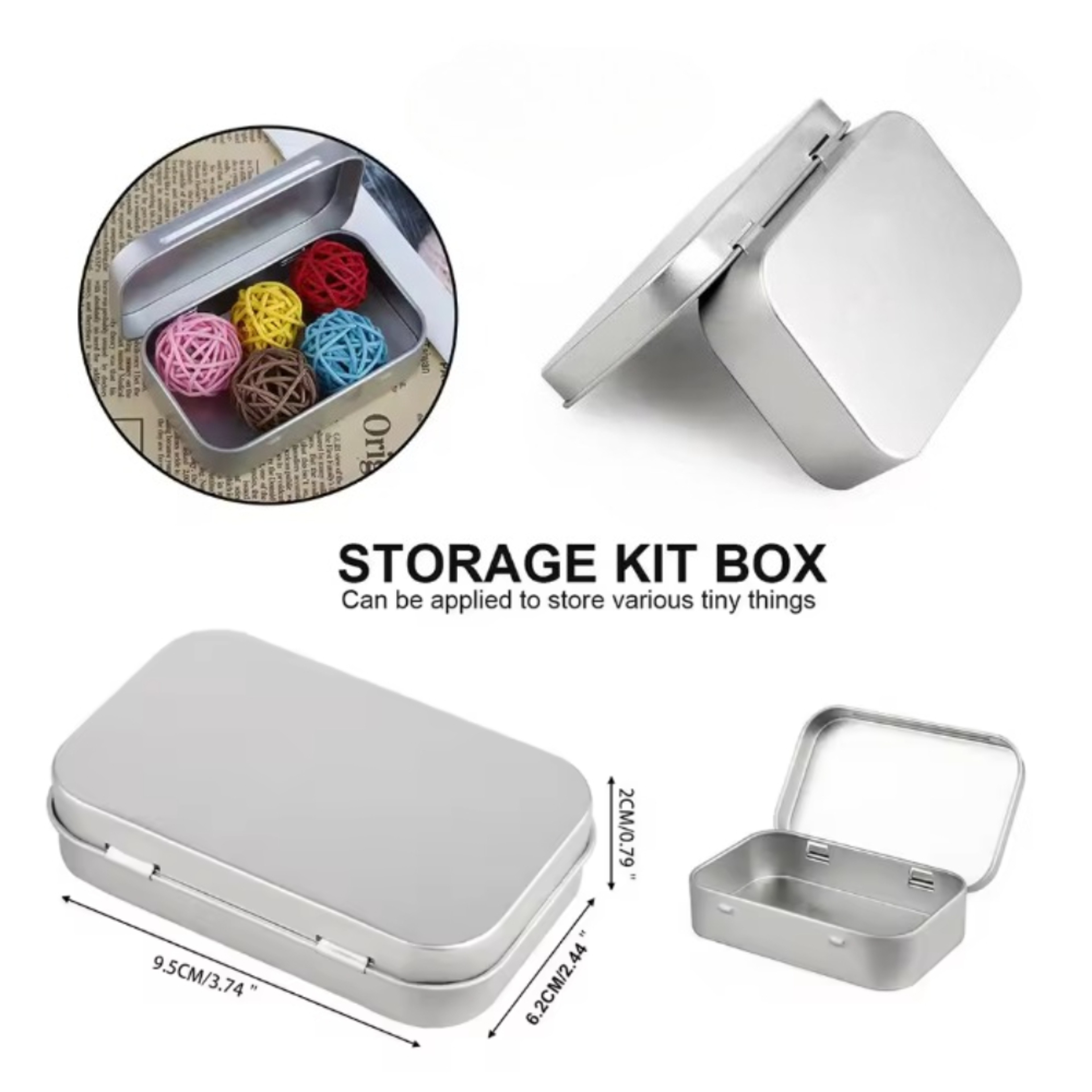 Mini Metal Tin Box With Hinged Lid Portable Small Storage Organizer 1