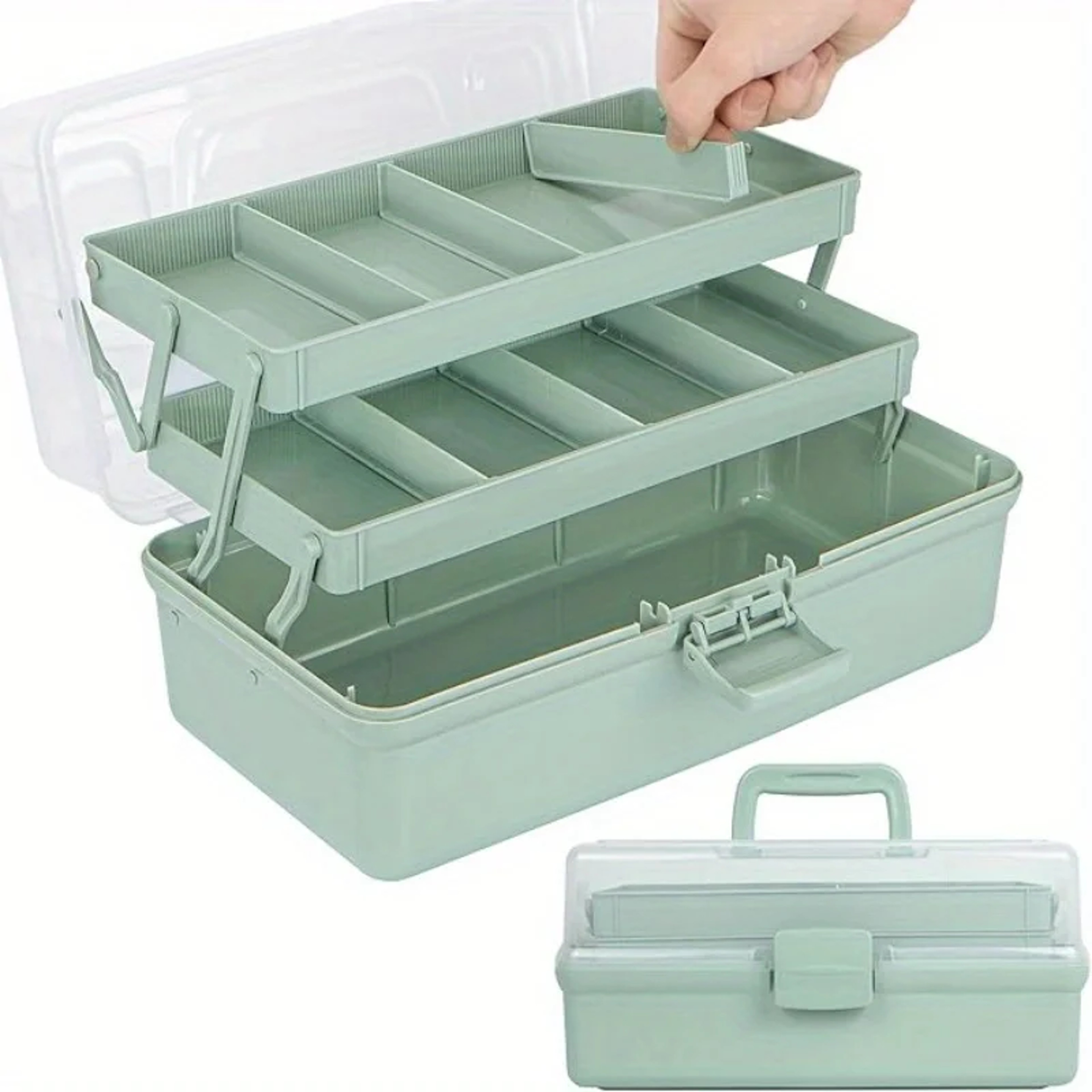 3 Layer Craft Organizer Box With Adjustable Dividers And Portable Handle 2