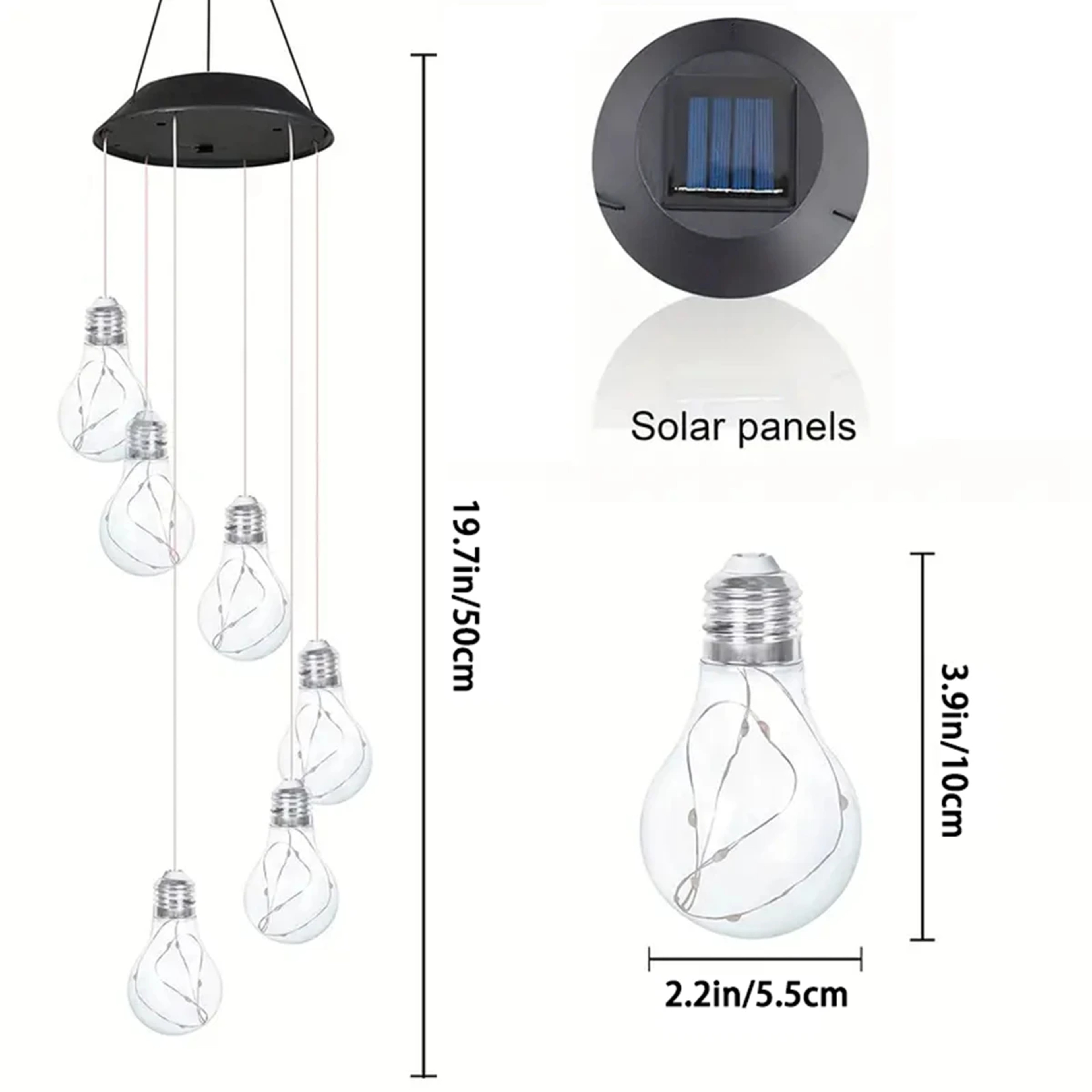 Color Changing Solar Wind Chimes with 6 LED Bulbs for Outdoor Garden Decor – view 6