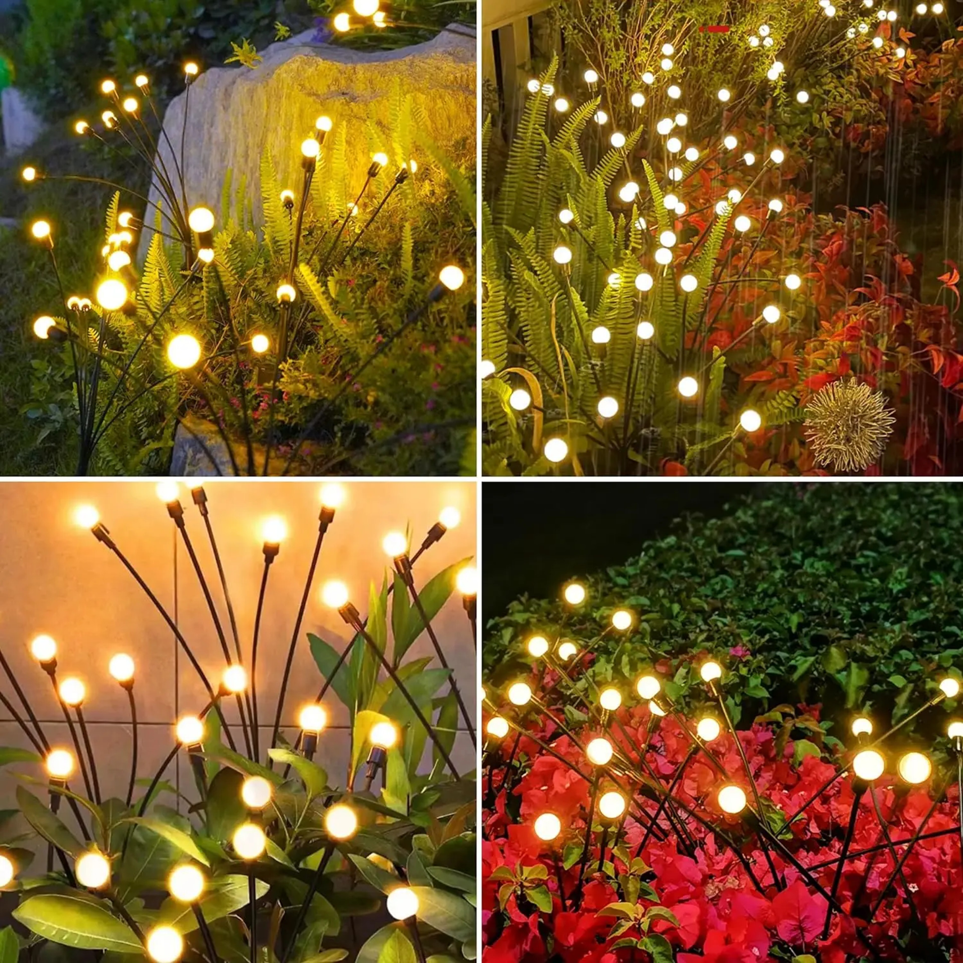 Three Head Solar Firefly Garden Lights Waterproof Outdoor Lawn Decor 4