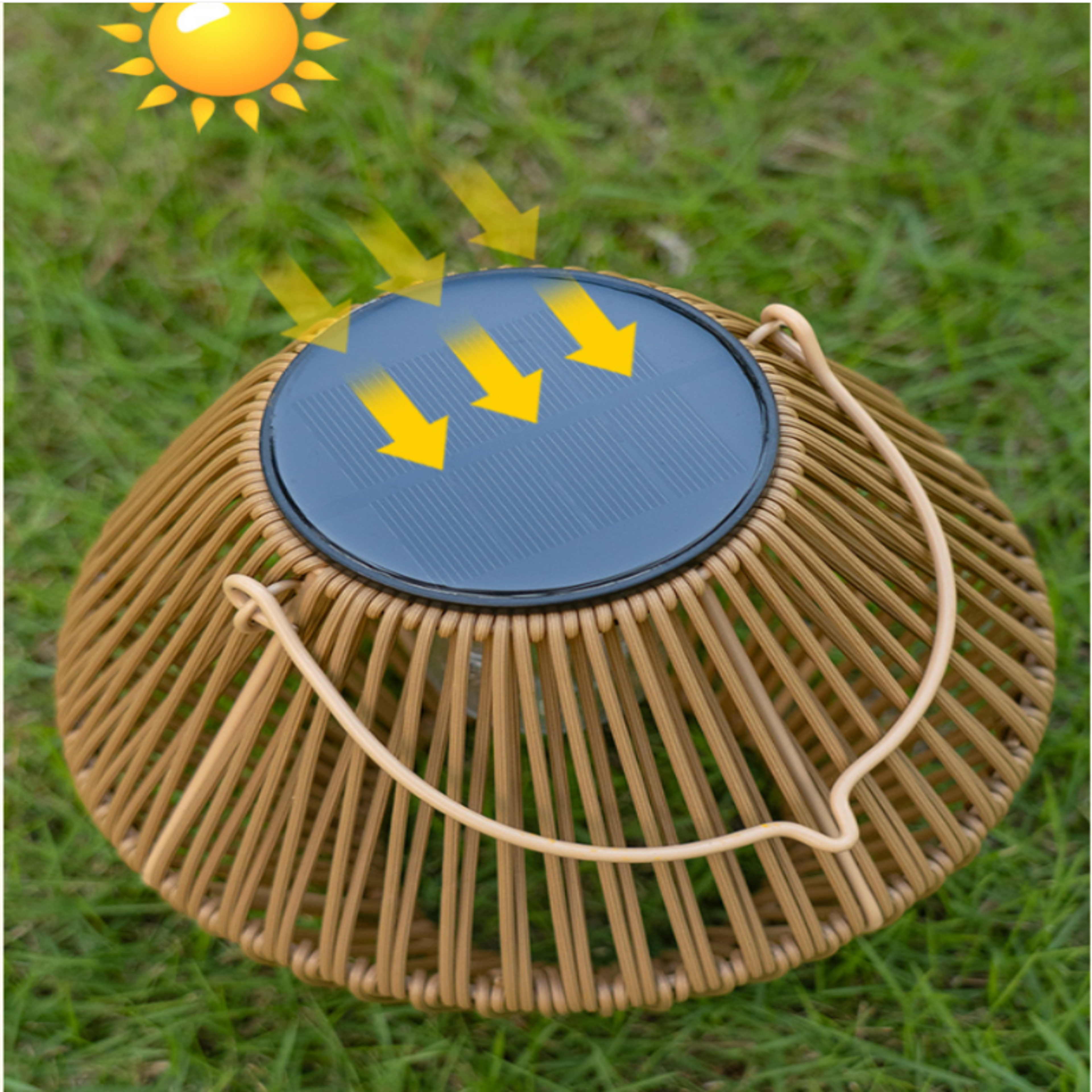 Boho Solar Rattan Lantern Waterproof Outdoor Hanging Garden Light – view 6