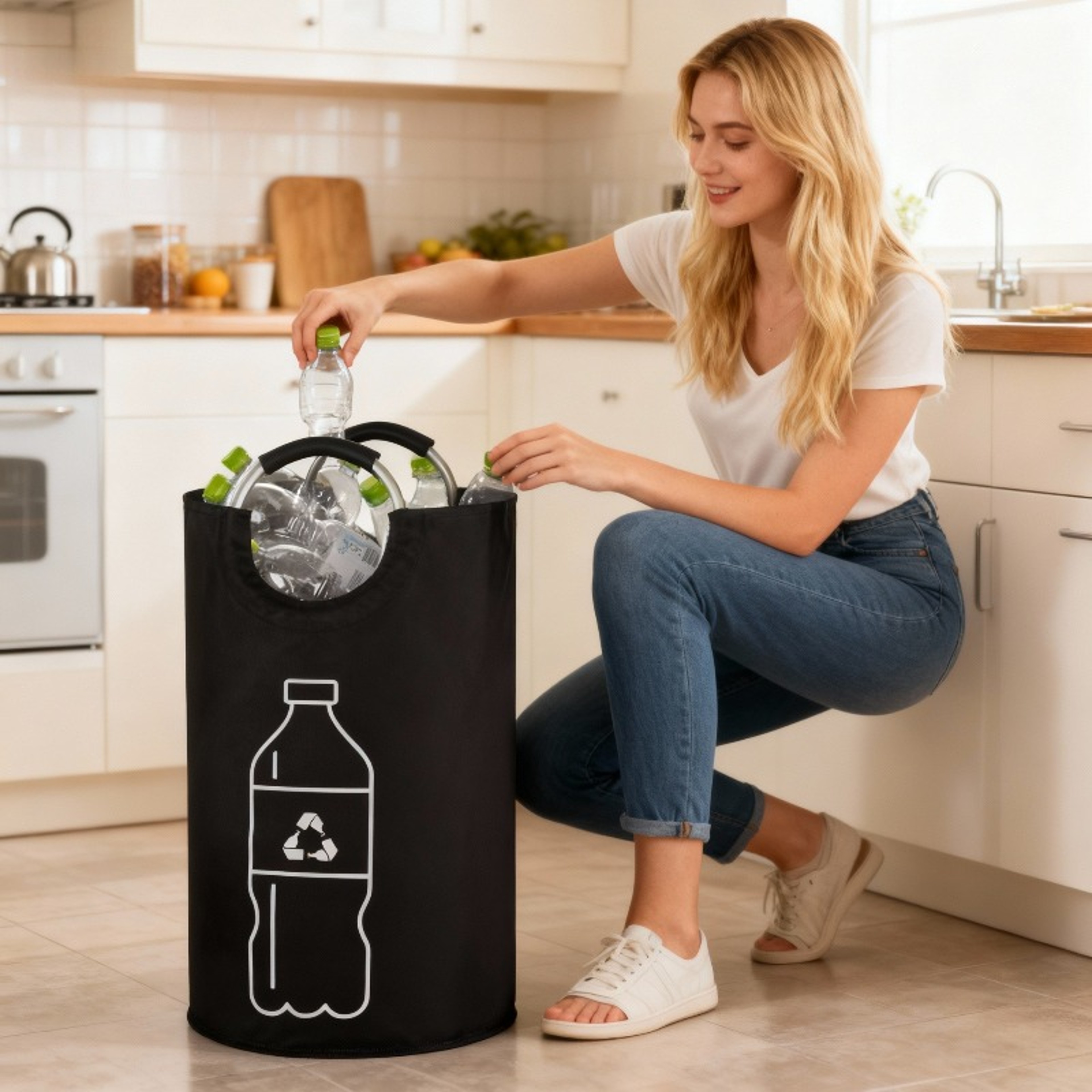 Bottle Recycling Bag Foldable Recycling Bin With Aluminum Handles 0