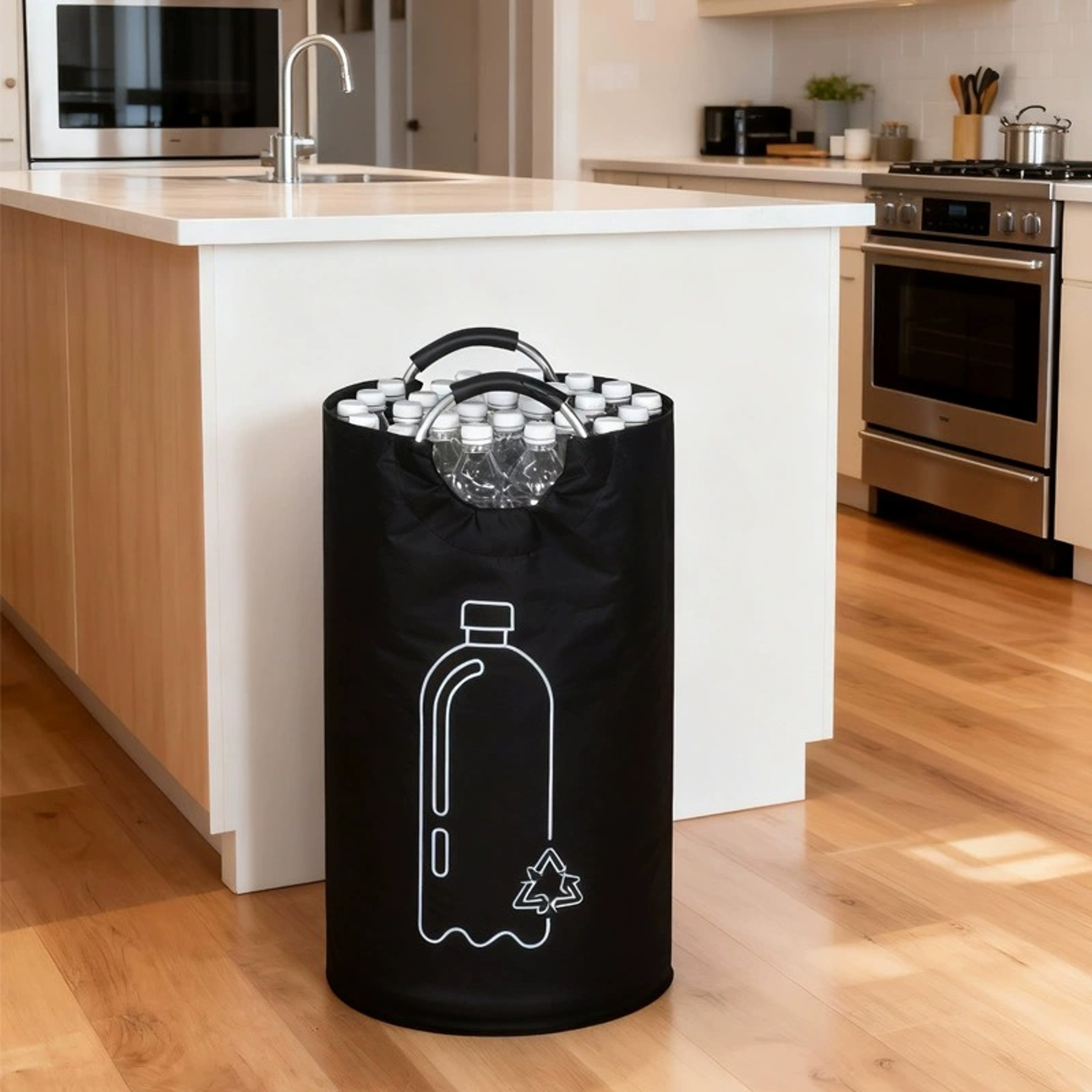 Bottle Recycling Bag Foldable Recycling Bin With Aluminum Handles 3
