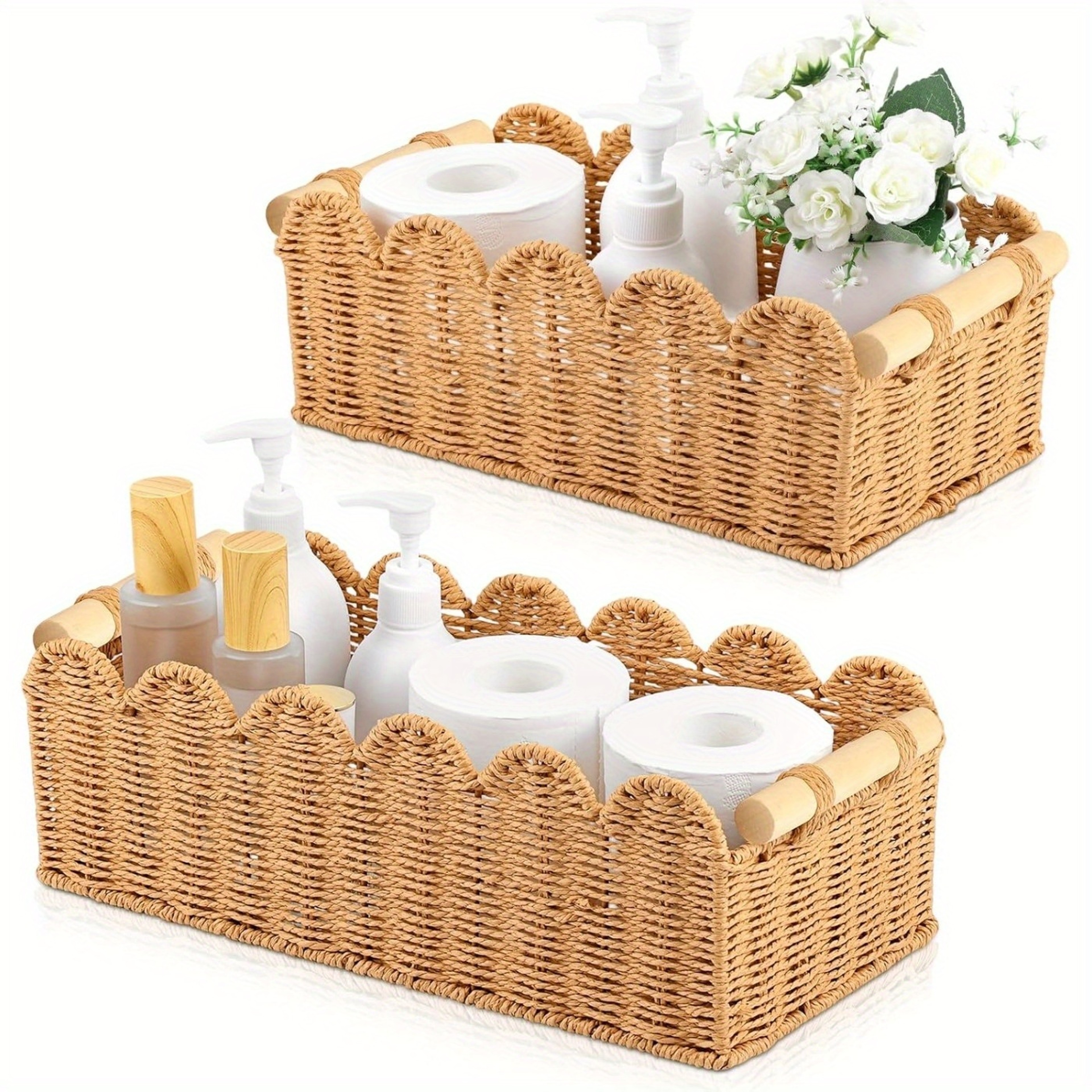 Handmade Woven Storage Basket Desktop Organizer For Snacks Cosmetics And Home Essentials 0