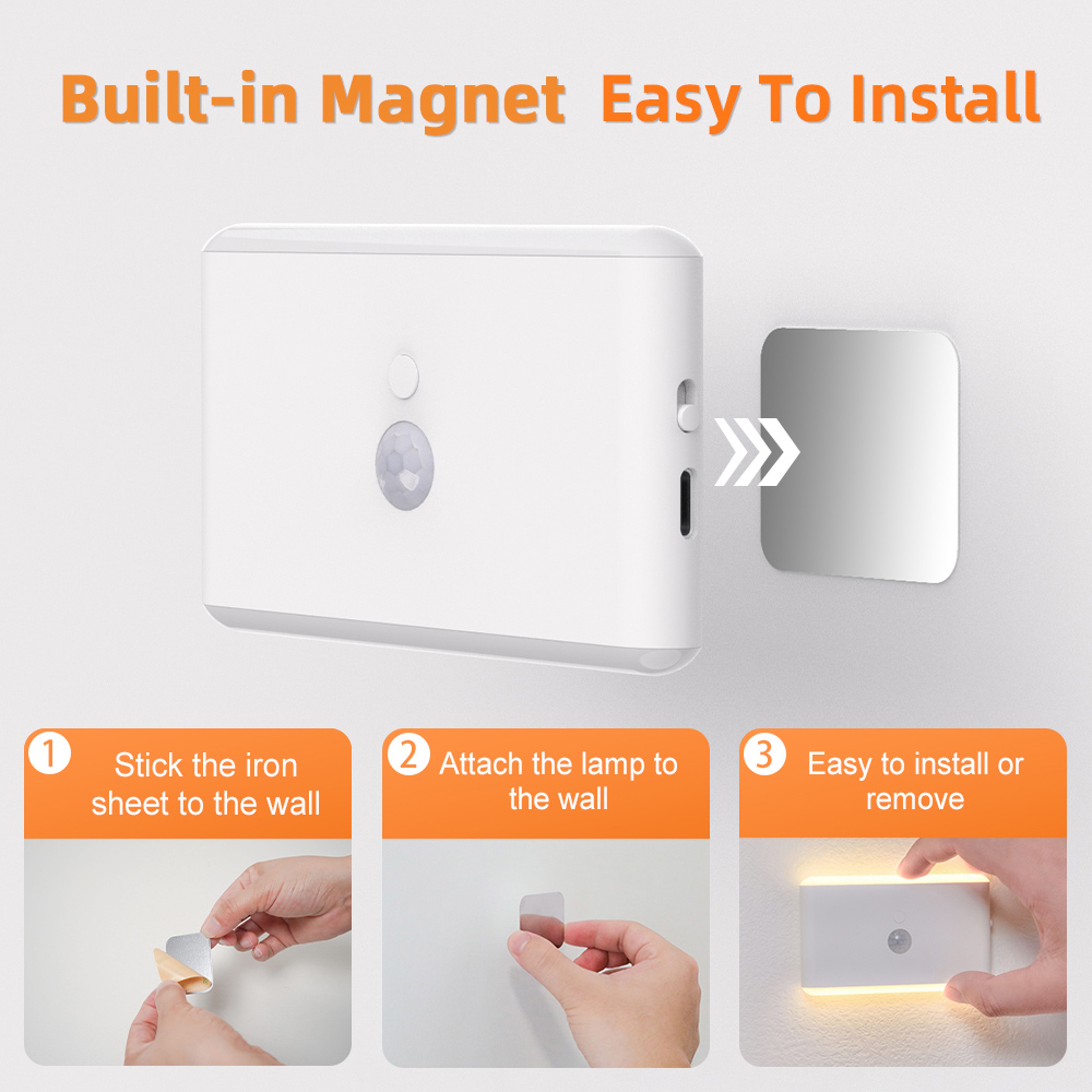Smart Motion Sensor Night Light Rechargeable LED Color Changing Ambient Light 6