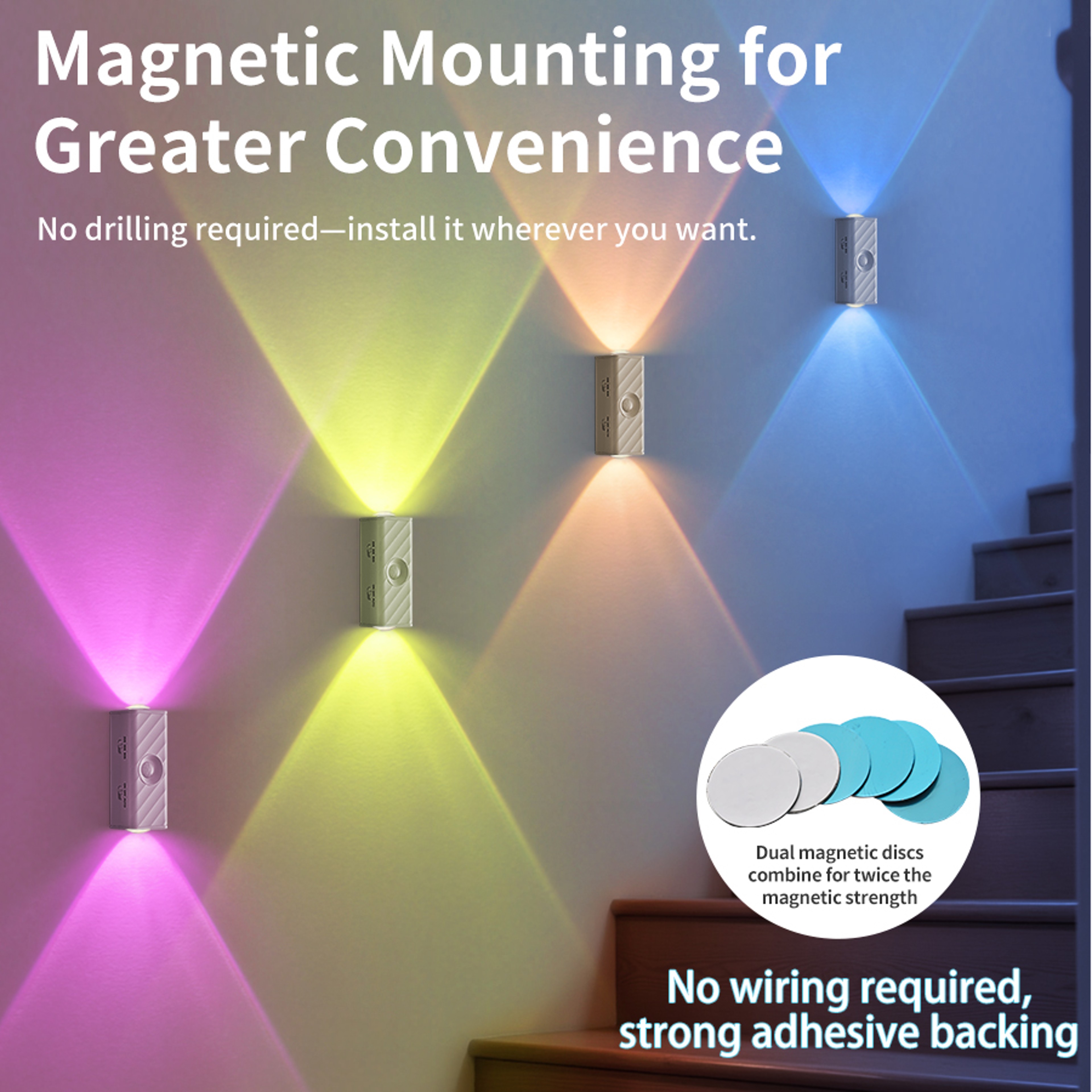 Double Head Rechargeable Wall Light With Motion Sensor And Magnetic Mount 5
