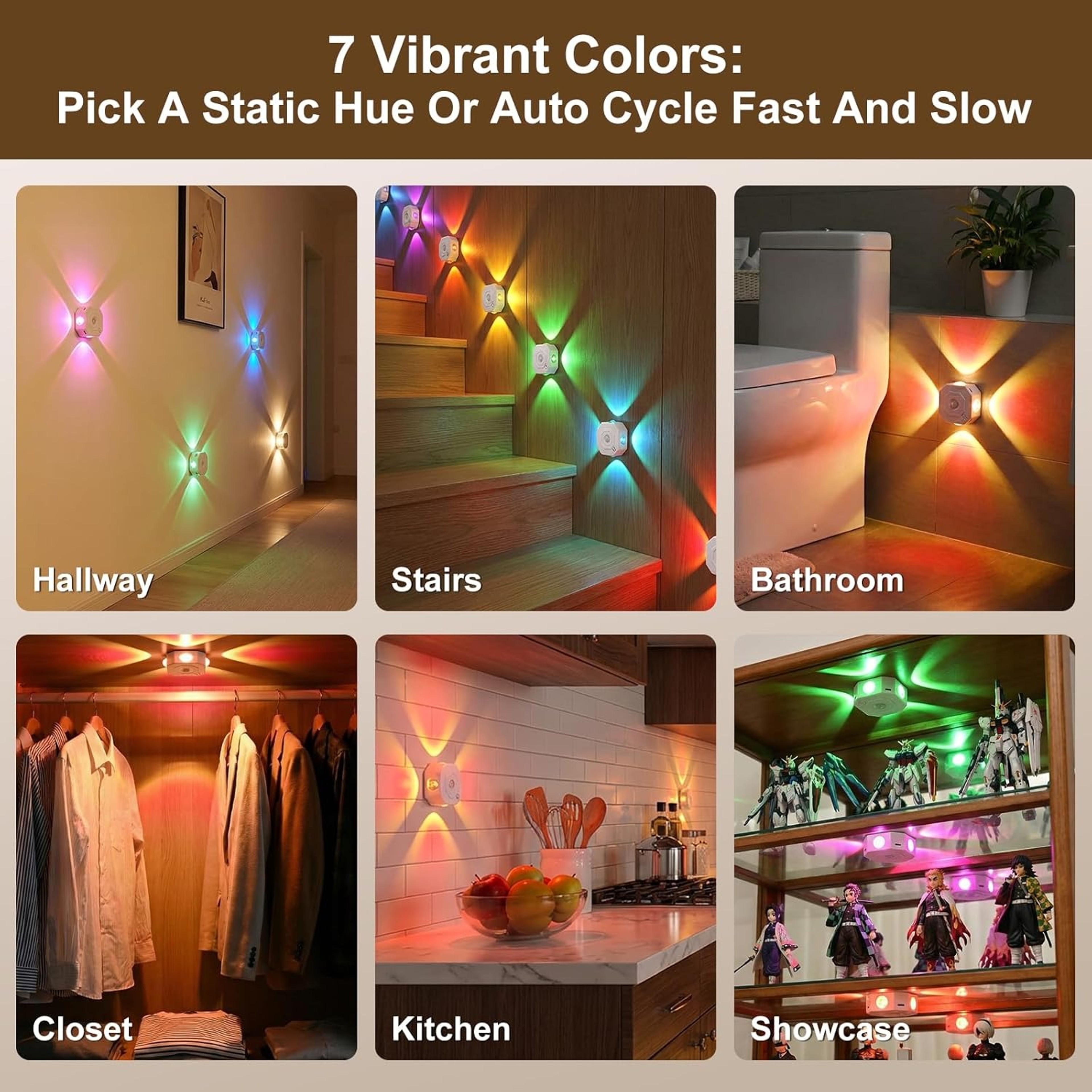 Rechargeable Motion Sensor Wall Light RGB Wireless LED Night Light – view 4