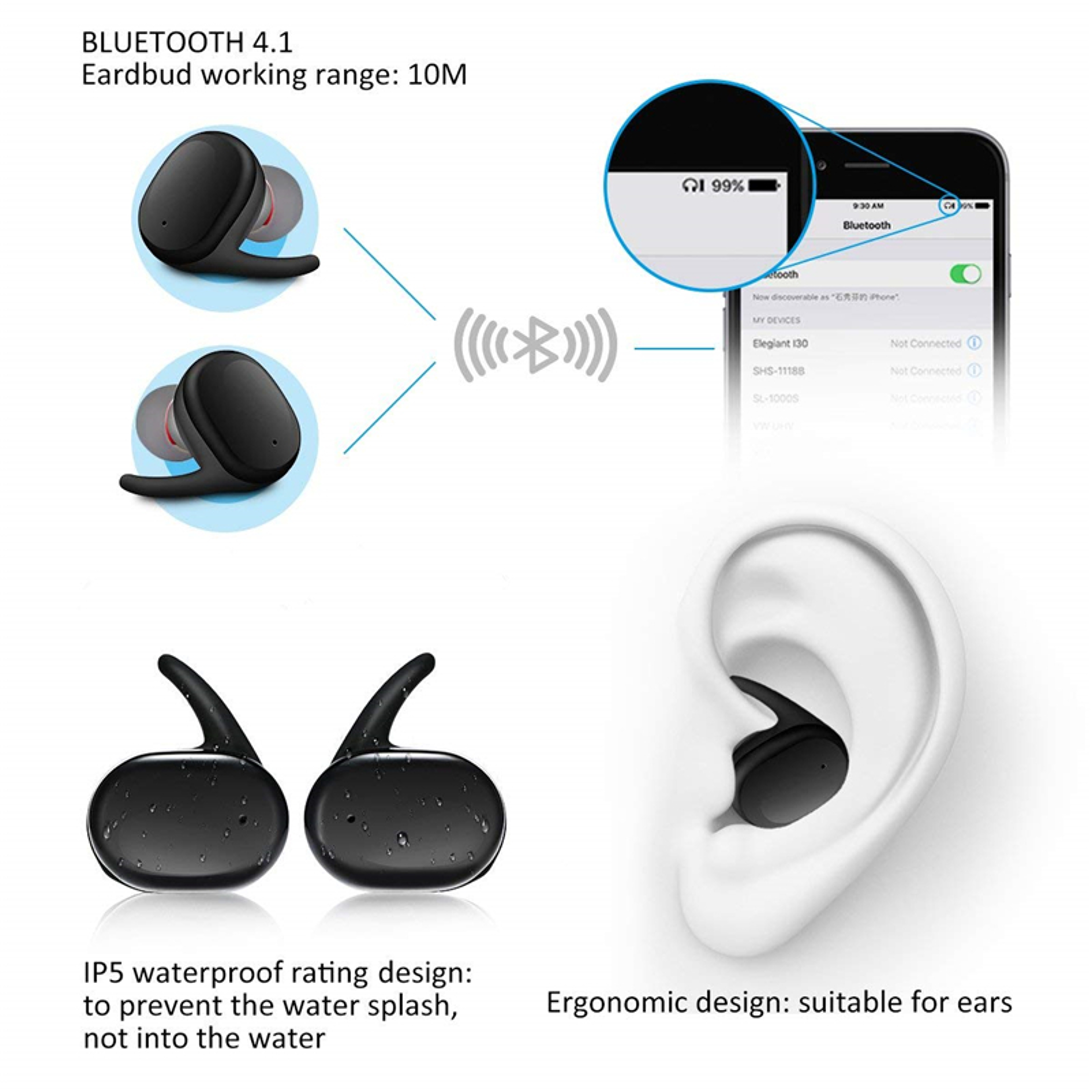 Y30 Wireless Earbuds Bluetooth 50 HiFi Stereo TWS Earbuds With Mic 2