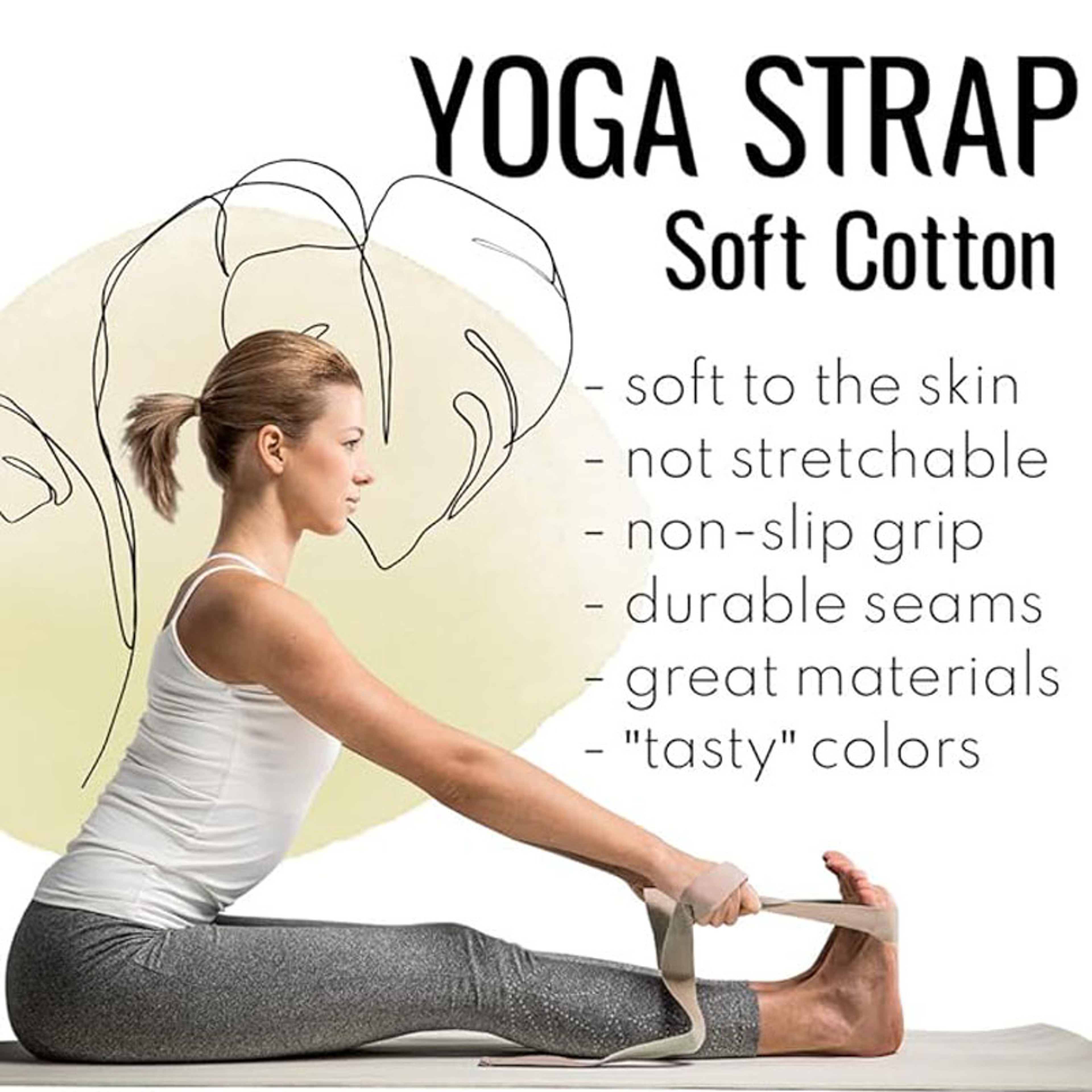 Adjustable Yoga Mat Carrying Strap and Stretching Belt – view 4
