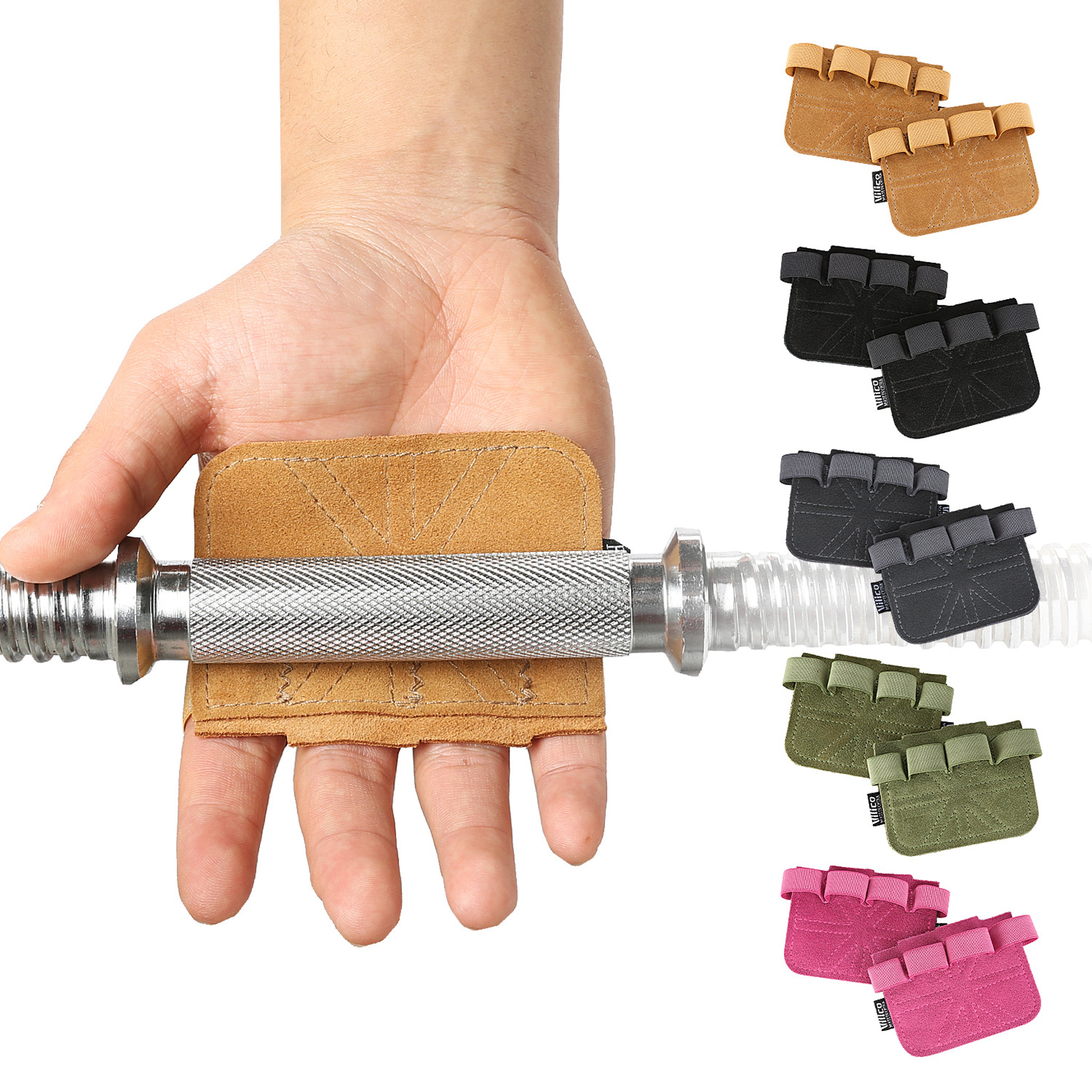 Leather Weight Lifting Gloves with Palm Protection and Pull Up Grips – view 1