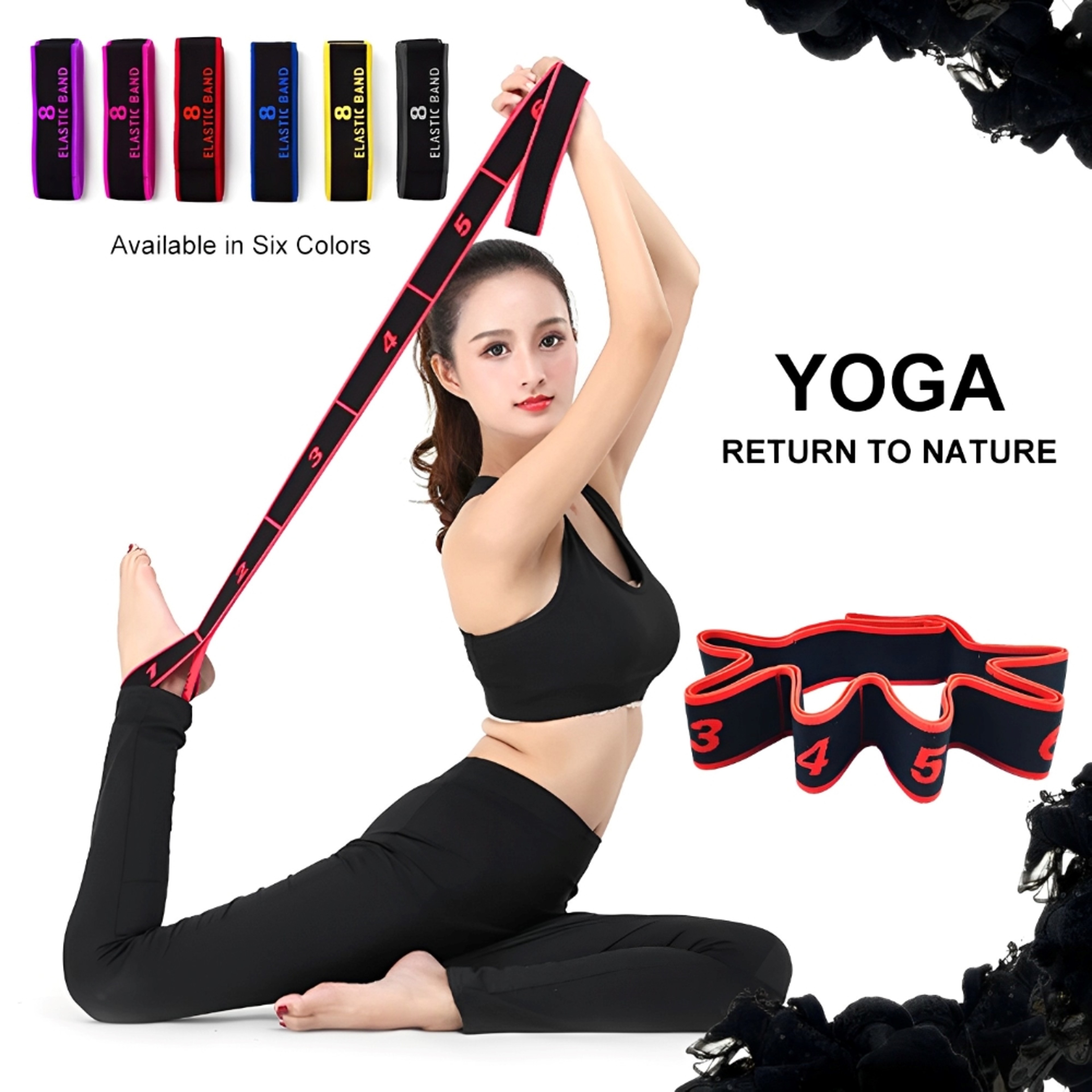 Multi Loop Yoga Stretching Strap High Elastic Resistance Band For Flexibility And Pilates 5
