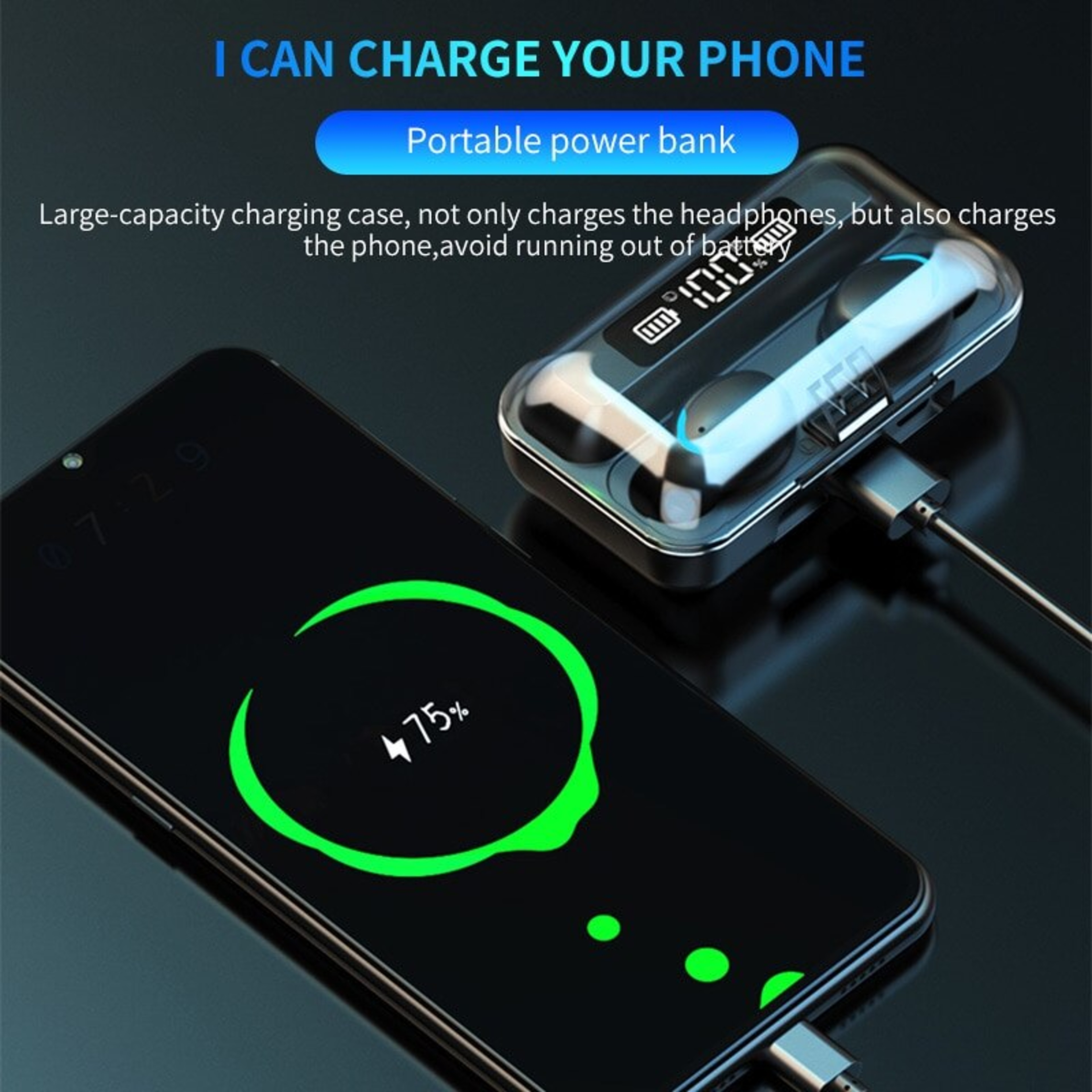 TWS Bluetooth 50 Wireless Earbuds With LED Display HiFi Stereo Mic 3