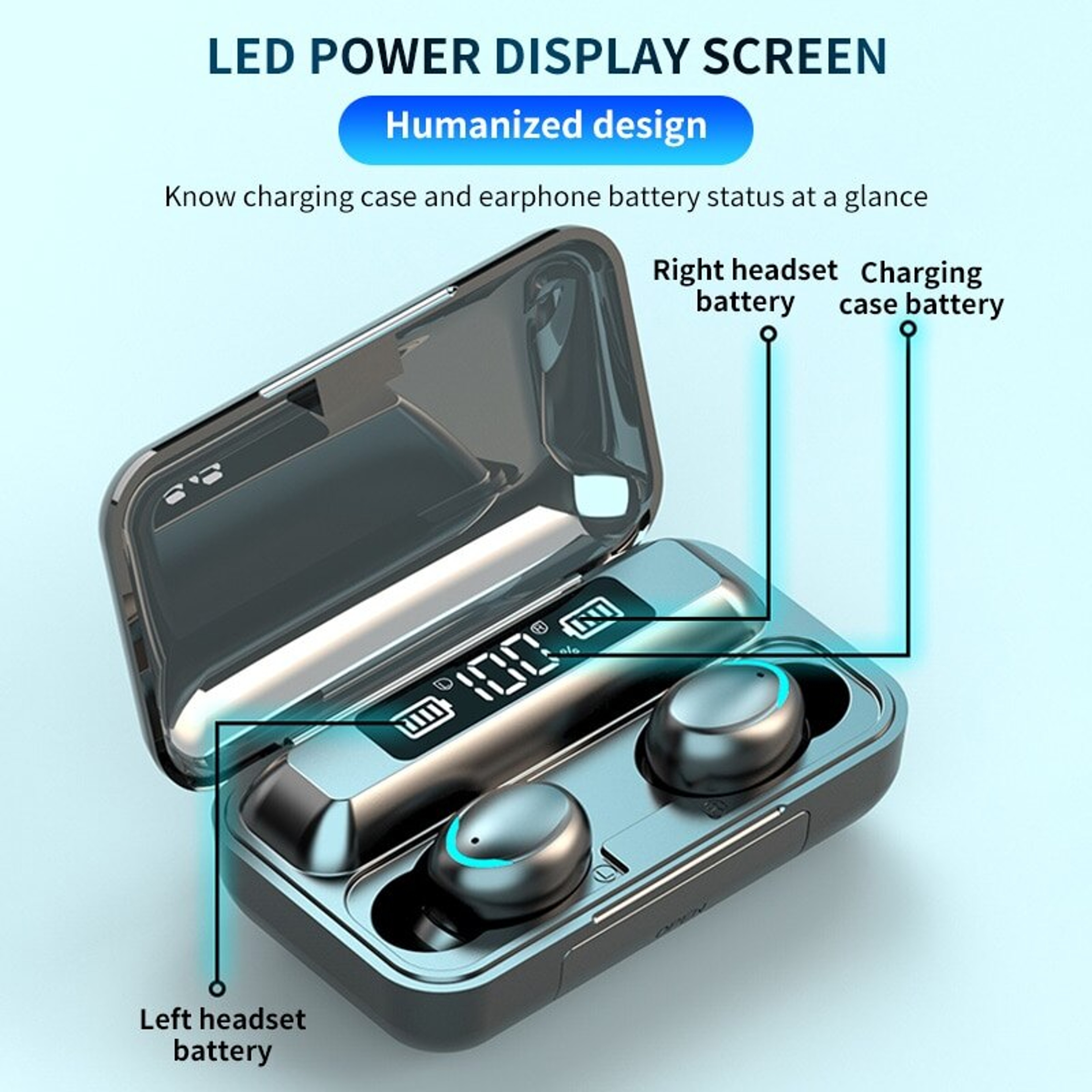 TWS Bluetooth 50 Wireless Earbuds With LED Display HiFi Stereo Mic 5