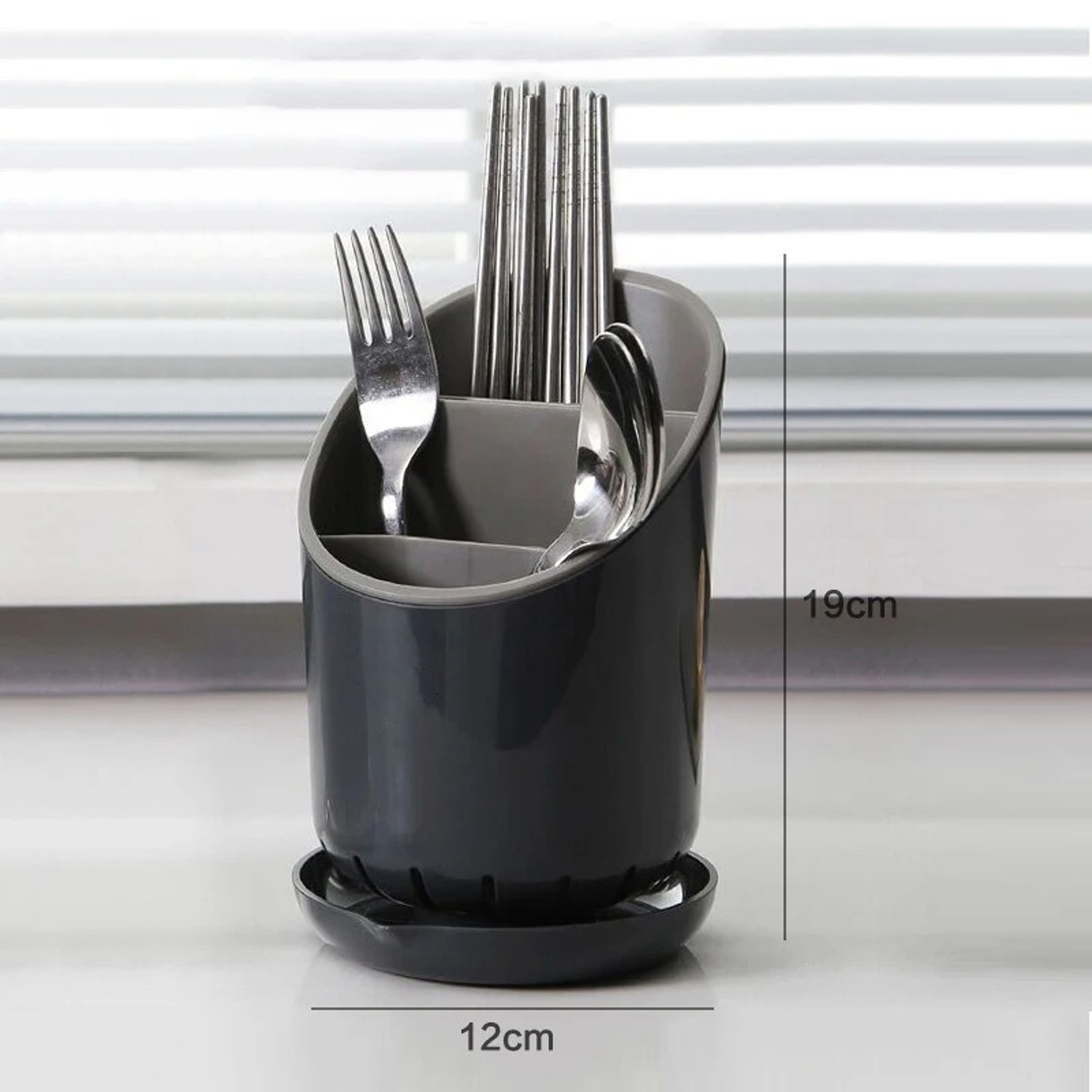 DrainPro Kitchen Utensil Holder with Drain Tray and Cutlery Organizer – view 6